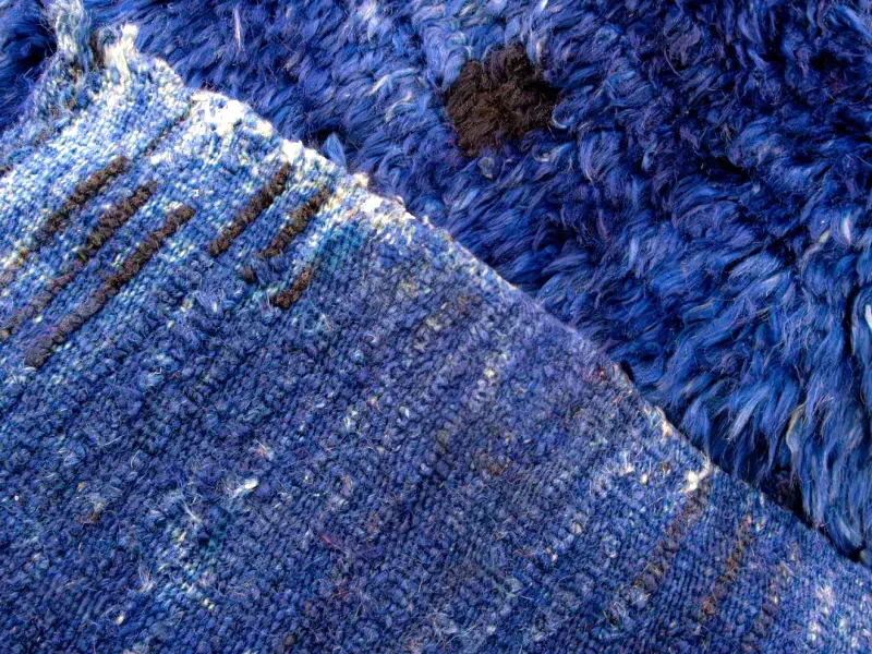 Vintage Angora Wool Tulu Rug | 4.75x5.10ft - 130x150 cm | TL078121 5 Vintage Tulu Rug Blue color