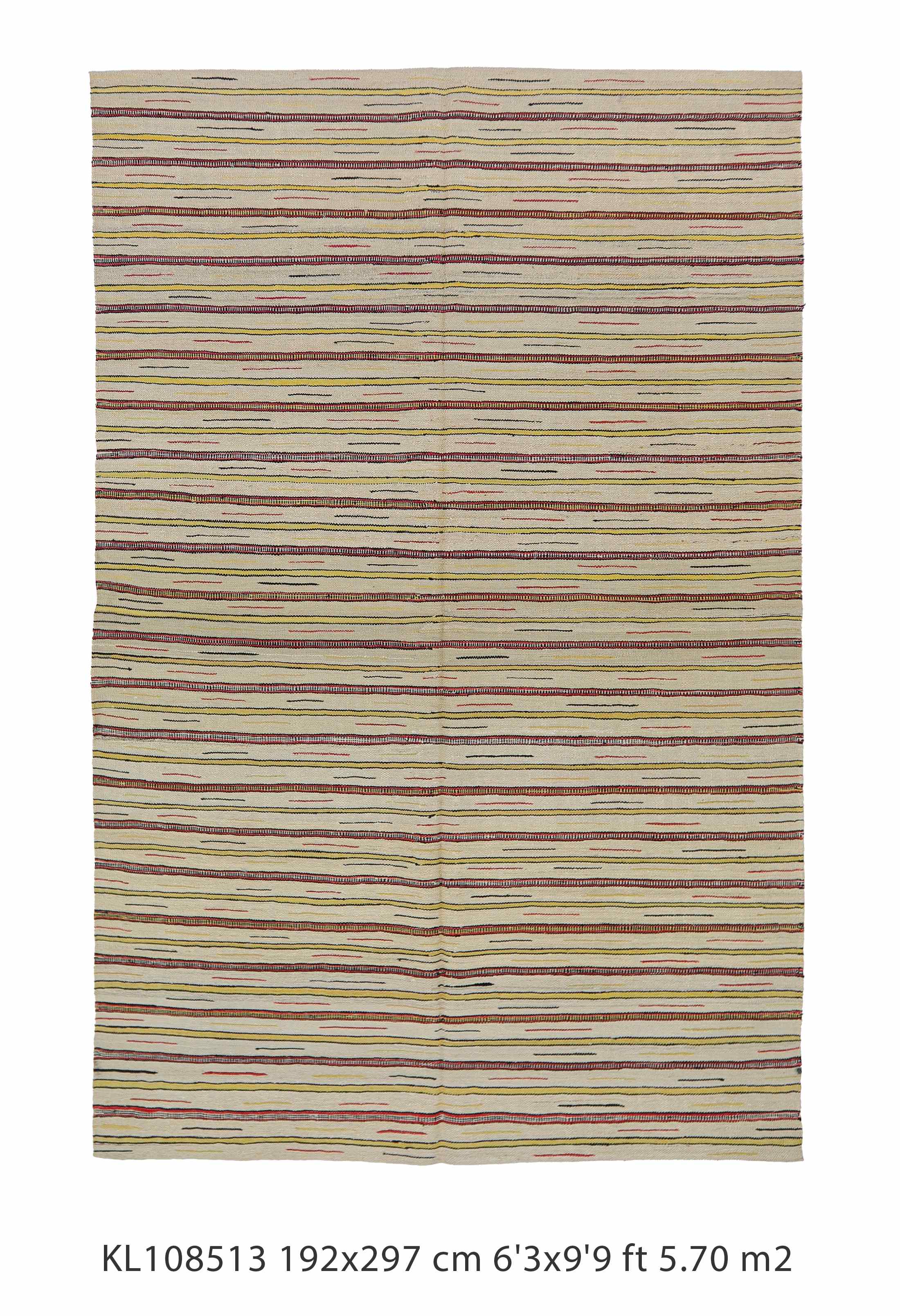 striped red yellow ivory kilim rug