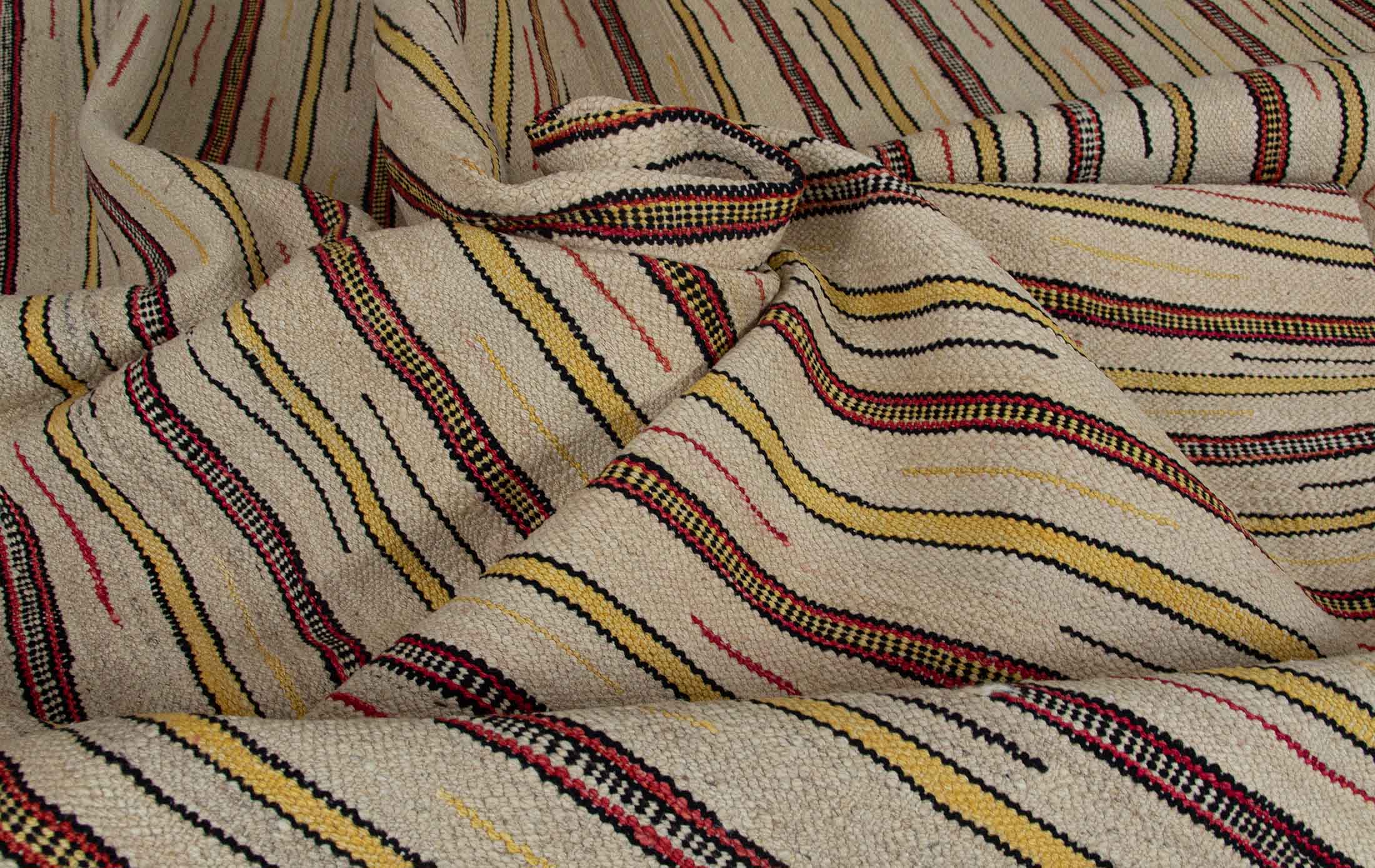striped red yellow ivory kilim rug