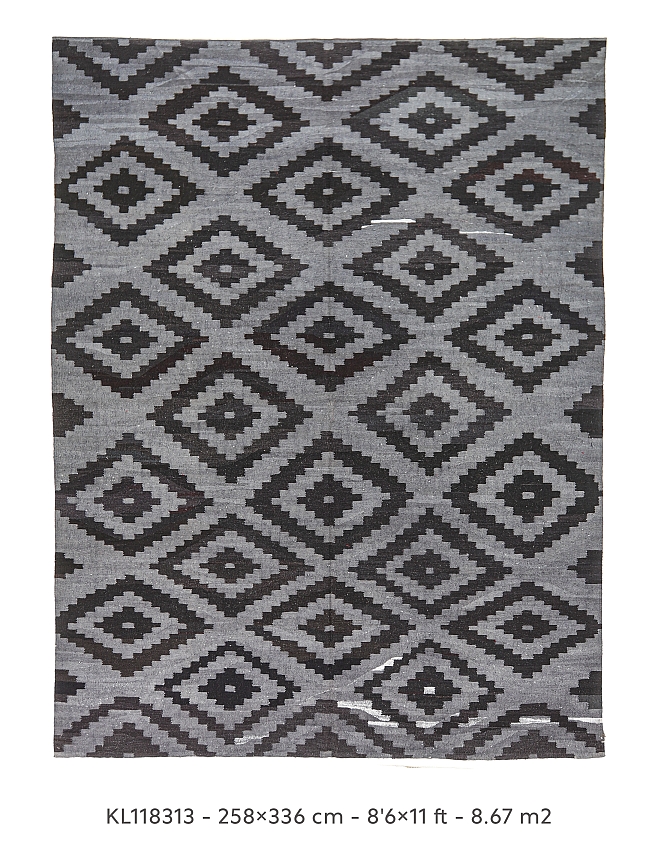 gray black squartes kilim rug