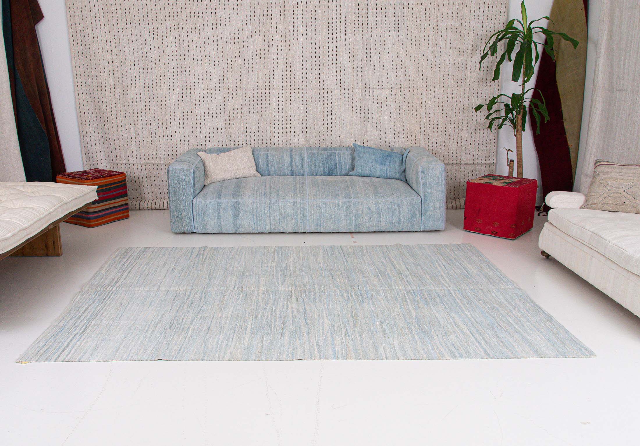 indigo blue knotisse production hemp kilim