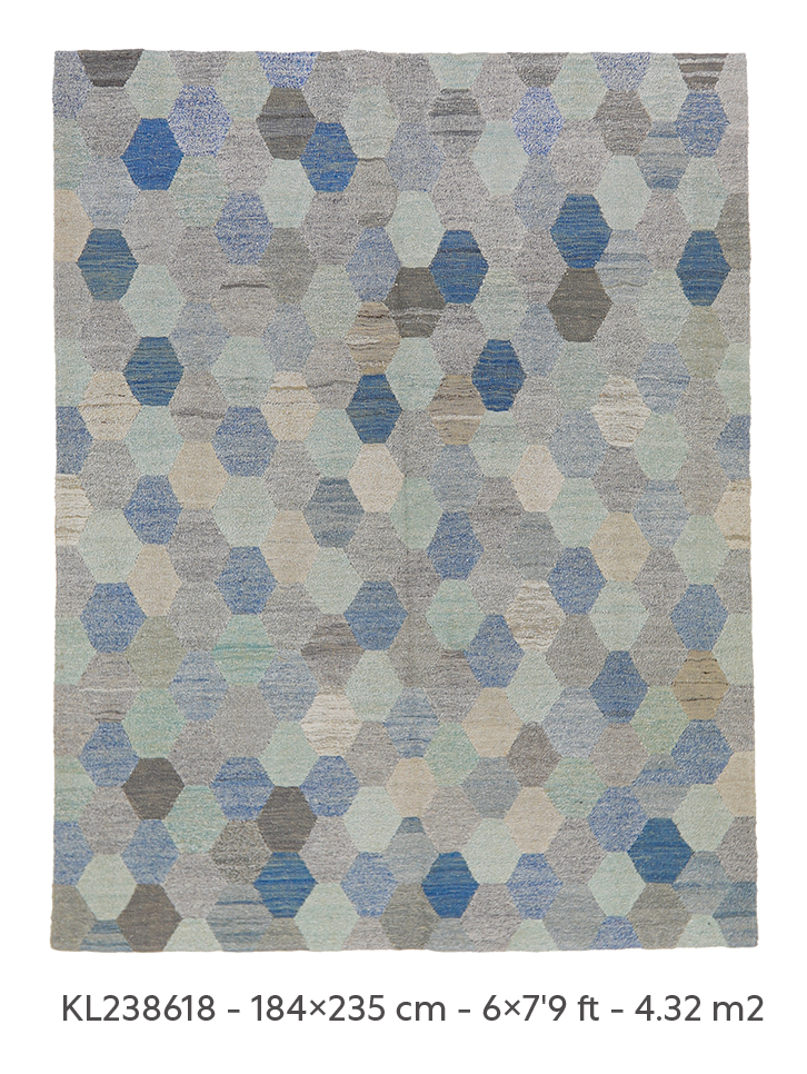 blue gray beige geometric abstract design kilim rug