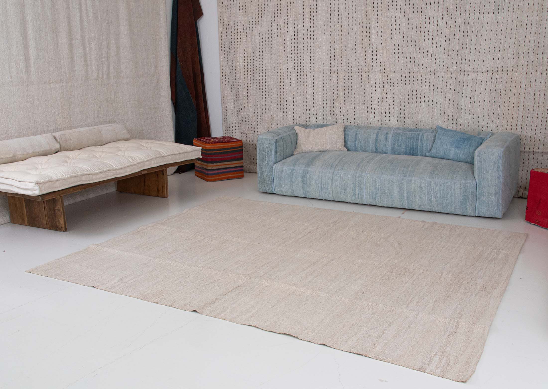 Upcycled Handwoven Sandstone Hemp Kilim Rug | 250x300 cm - 8x10 ft | KL293023 8 sandstone color hemp rug