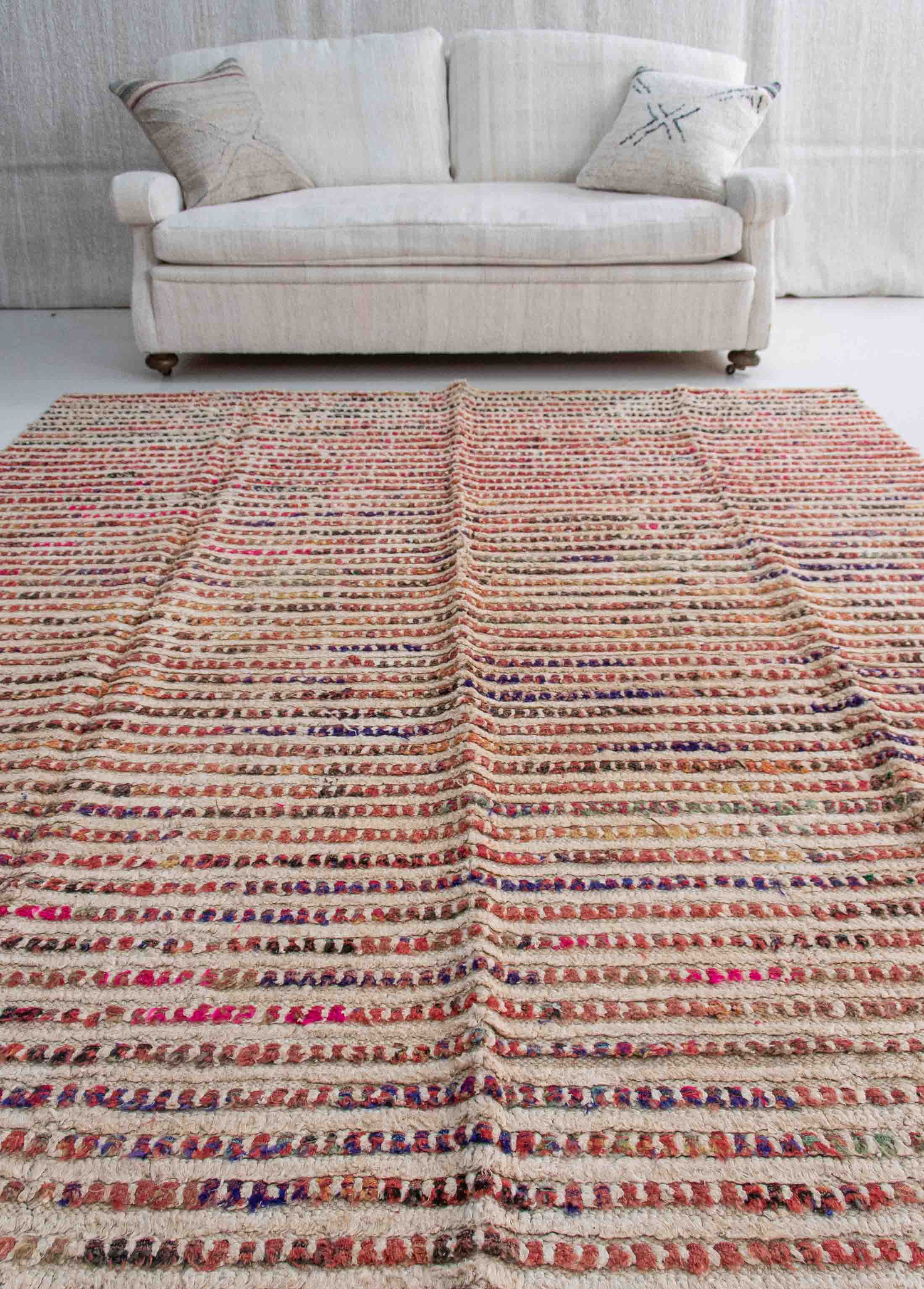Handwoven Upcycled Striped Hemp Rug Red Purple color tones | 205x305 cm 7x10 ft | PP072316 5 striped hemp alrge area rug red hues
