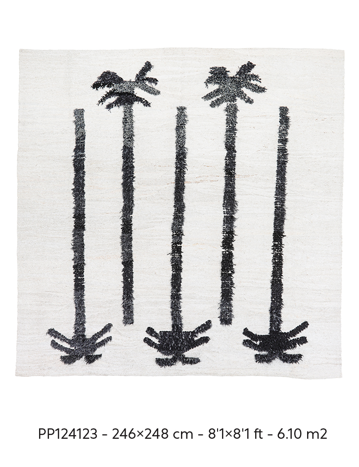 hemp rug with palm shape pompom