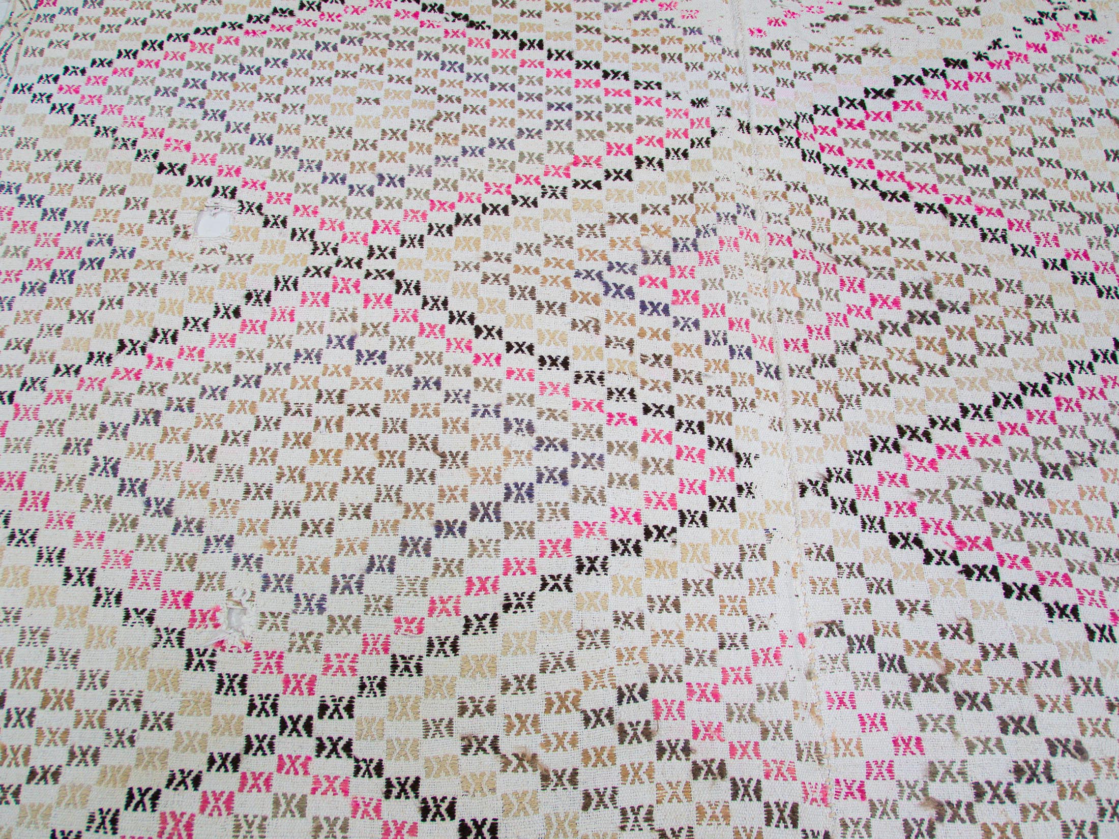 Turkish Cotton Kilim Rug : Vintage Adana Kilim Diamond Pattern| 203x304 cm - 7x10 ft | PR535223 8 Vibrant Color Adana Kilim