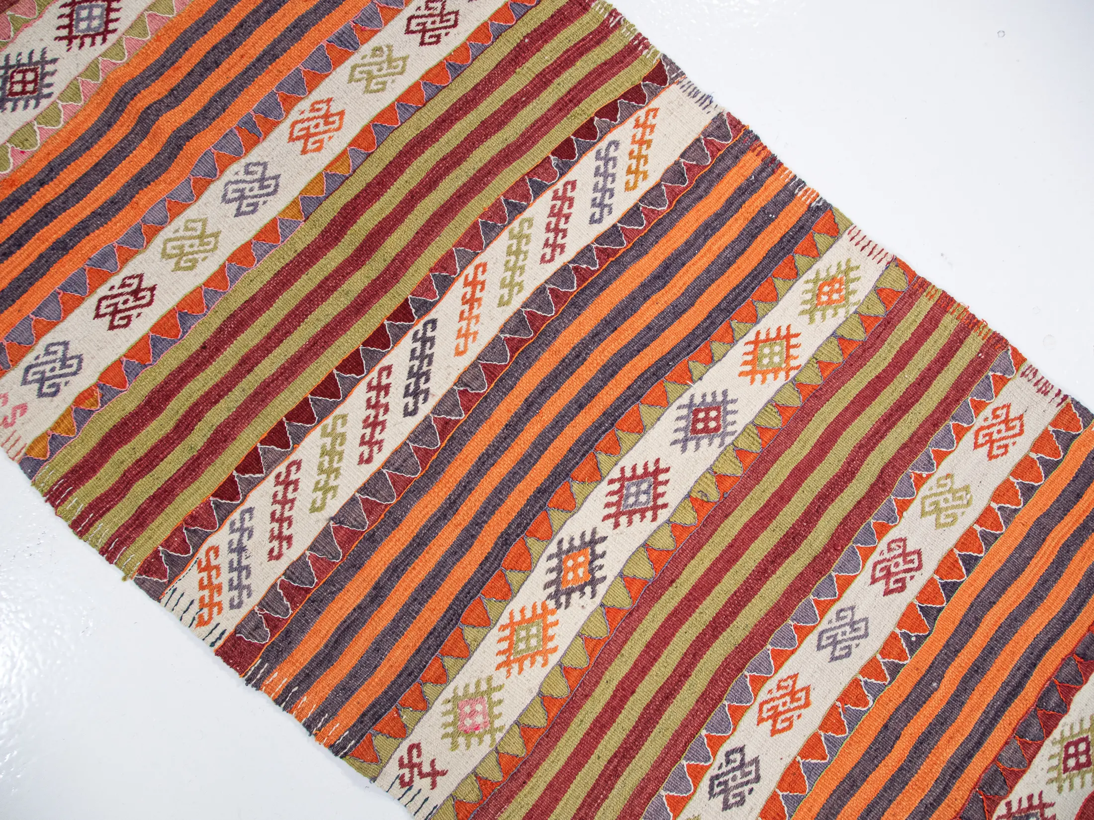 Vintage Anatolian Kilim Runner with Stripes | 3x10 ft 92x306 cm | PR157414 7 anatolian vintage wool kilim runner striped