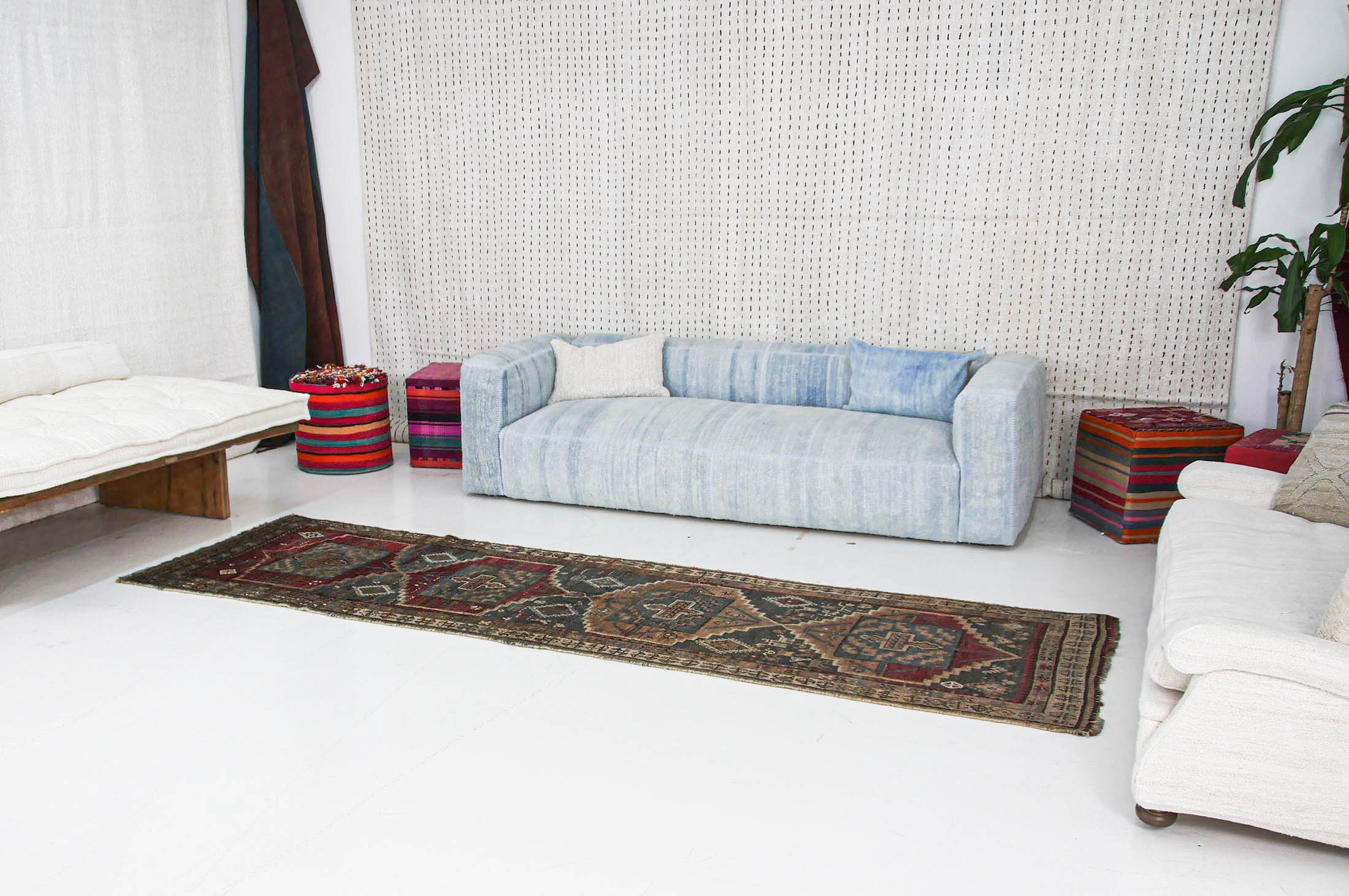 Vintage Handwoven Runner Rug Beige, Red, Green color | 98x333 cm - 3'3x10'11 ft | PR203915 10 Vintage Handwoven Runner Rug