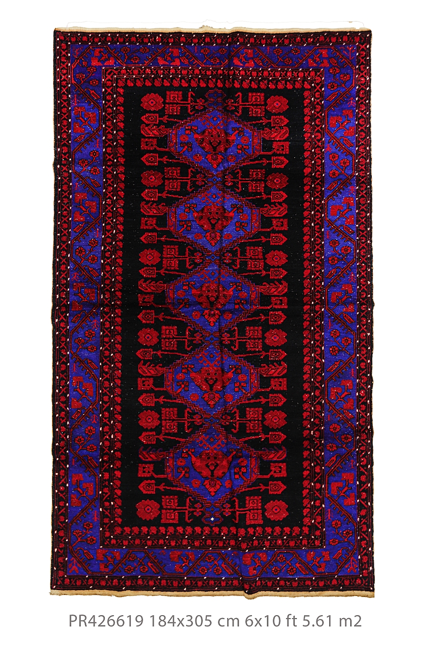 red blue black vintage rug