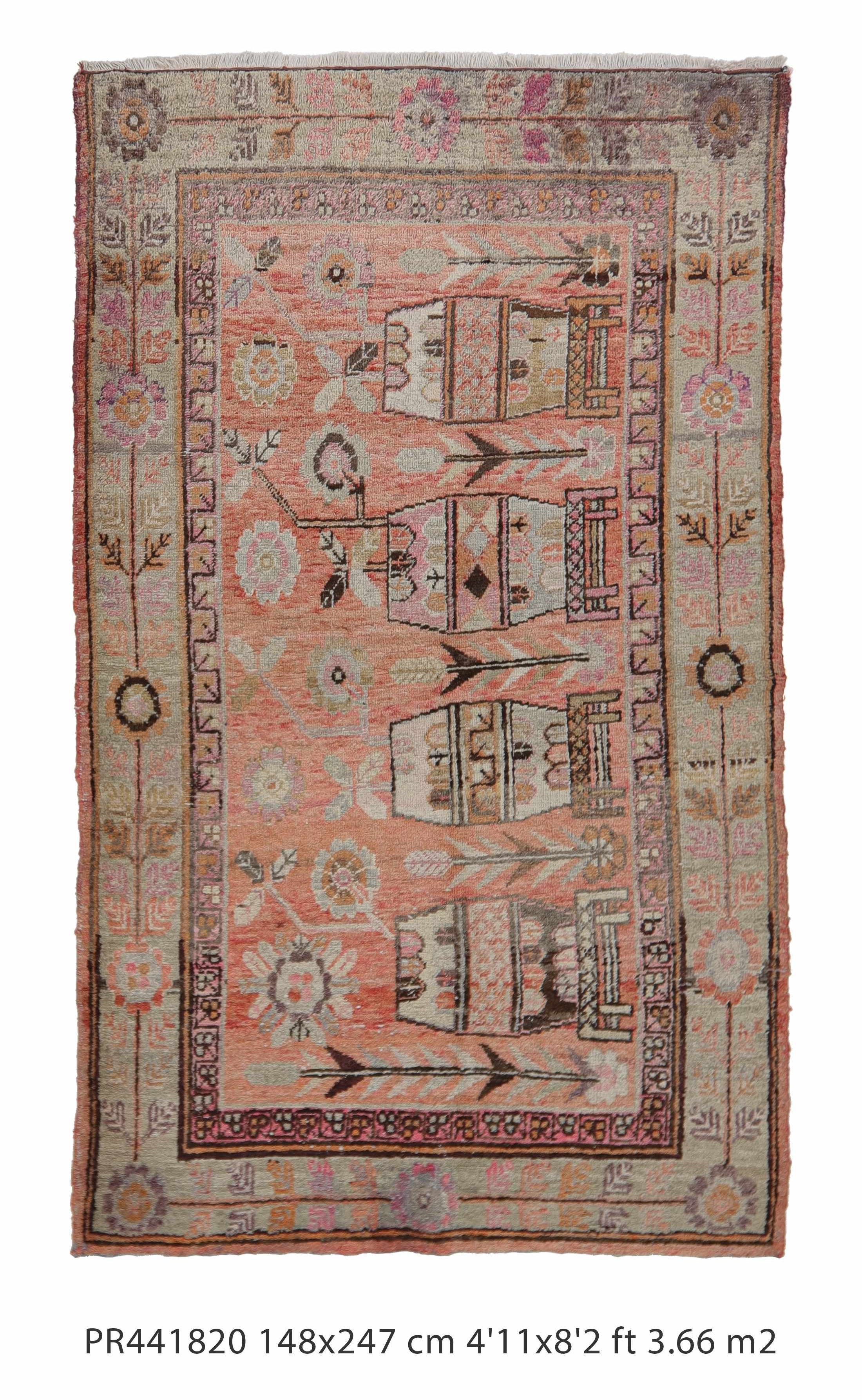 East Turkistan Khotan Vase carpet late 19th cc