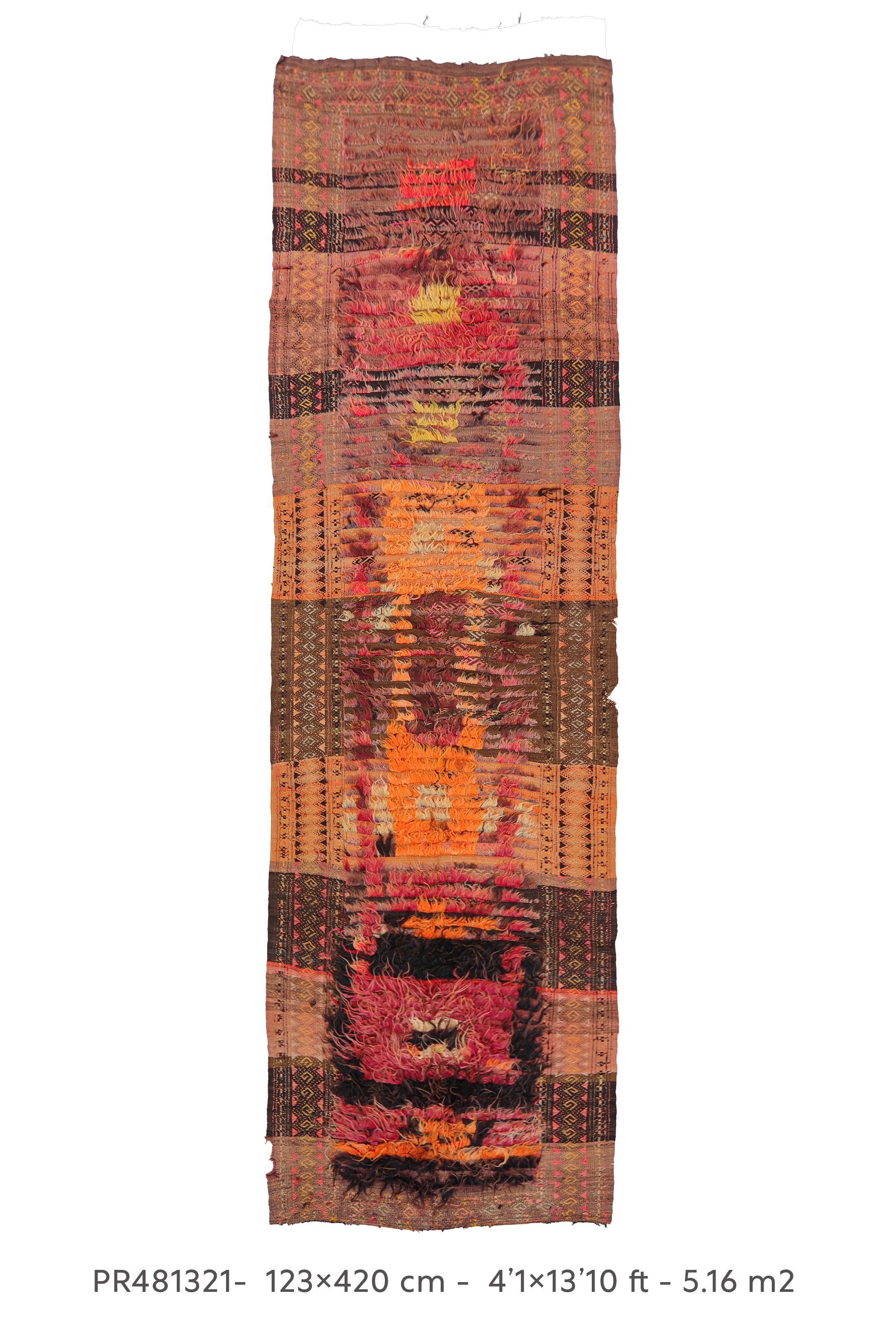 flickered wool kilim runner rug