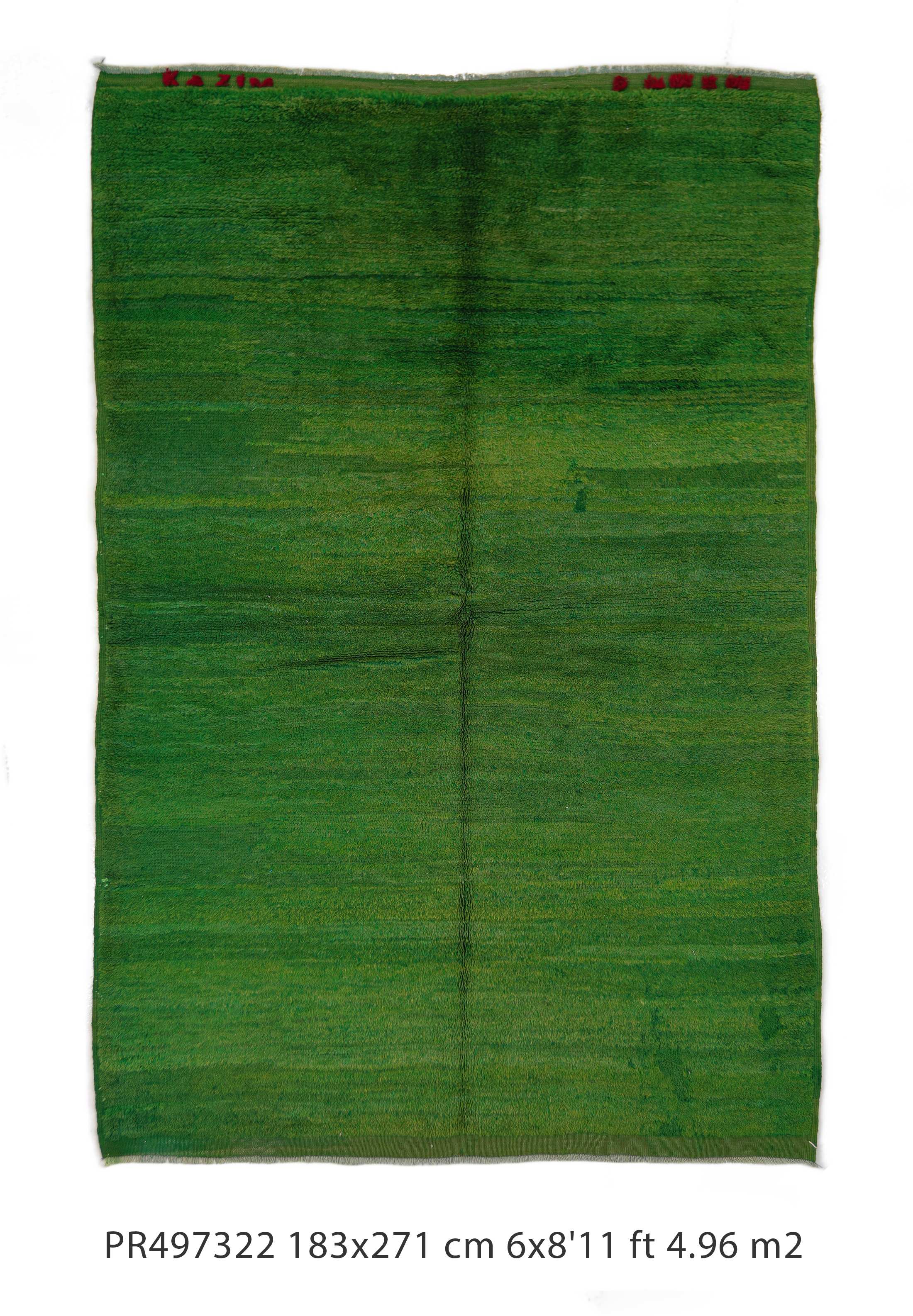 Vibrant Solid Green Color Area Rug - Handwoven | 183x271 cm 6x8'11 ft | PR497322 3 Solid Green Color Area Rug