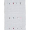 white cotton runner kilim rug with embroidered arcahic patterns