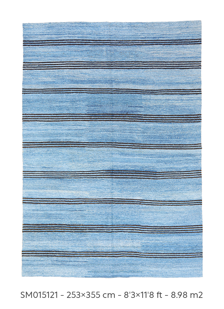 Home 47 Brown Striped indigo blue soumak