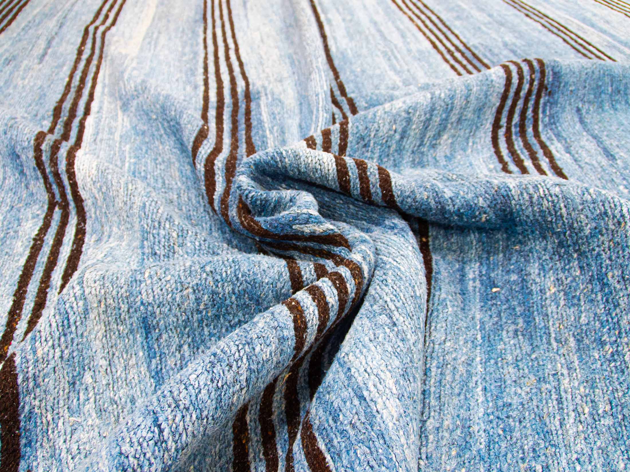 Brown Striped indigo blue soumak