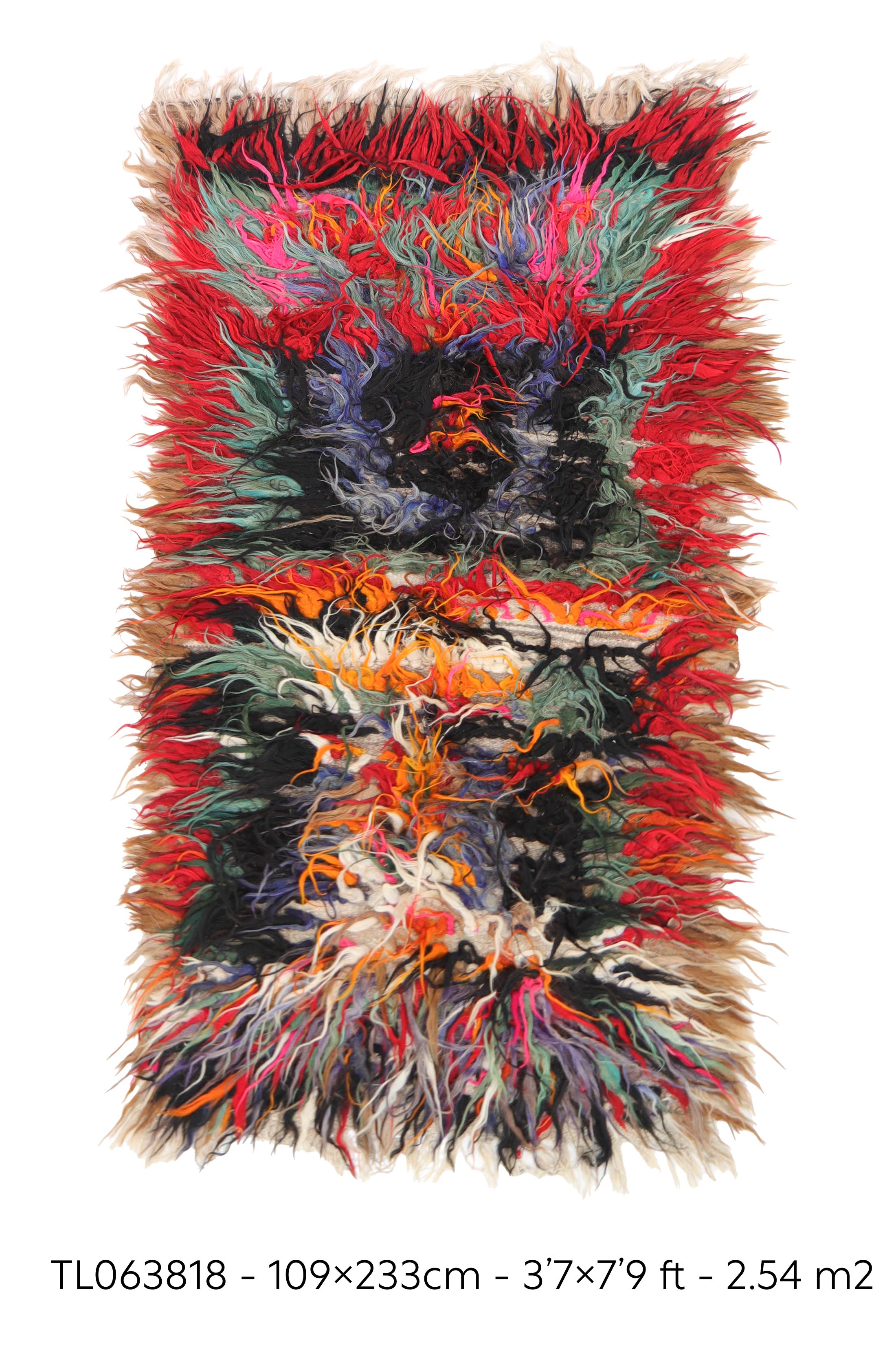 shaggy tulu colorful vintage rug