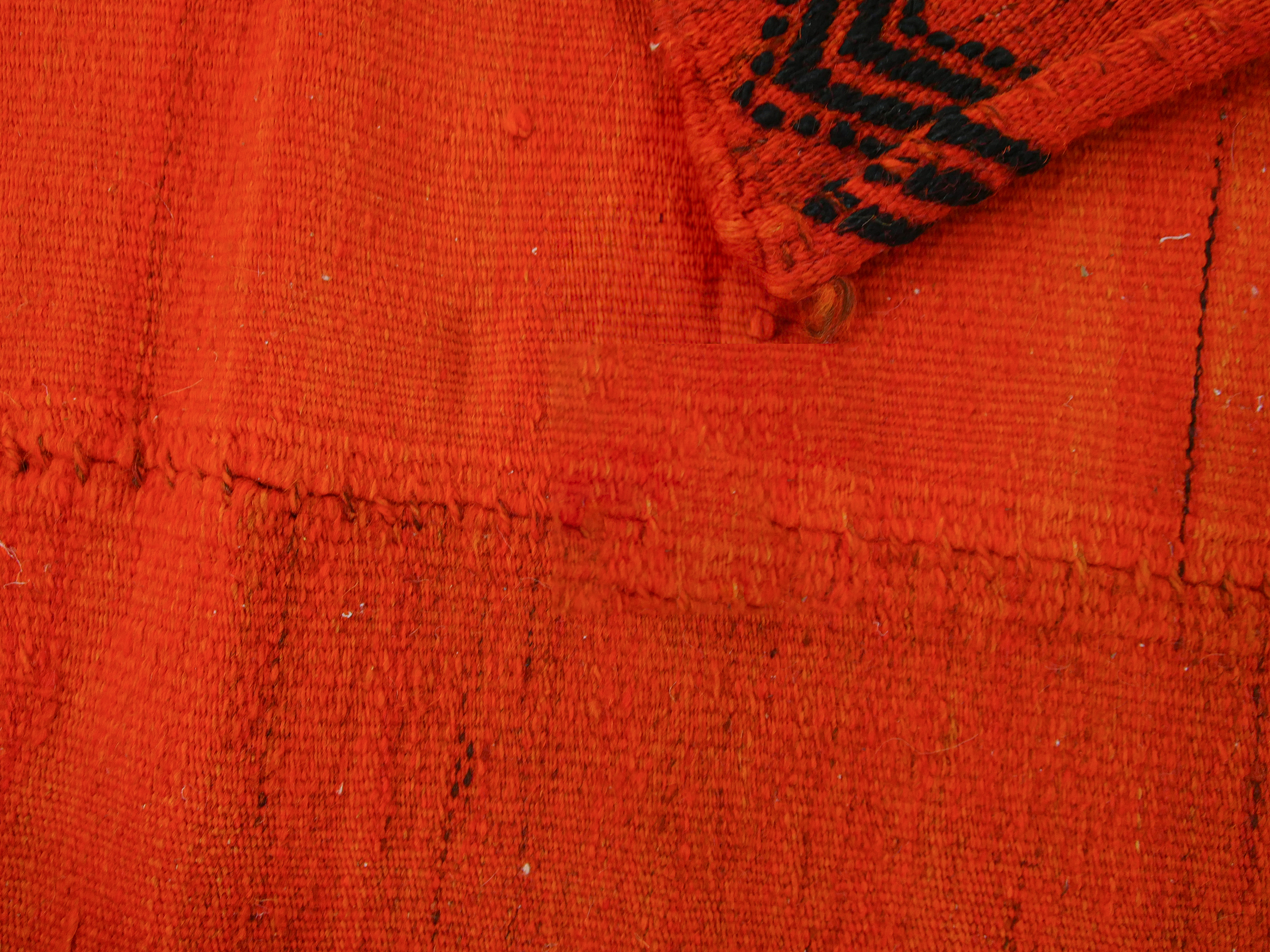 Solid Color Vintage Rug - Orange with Embroideries