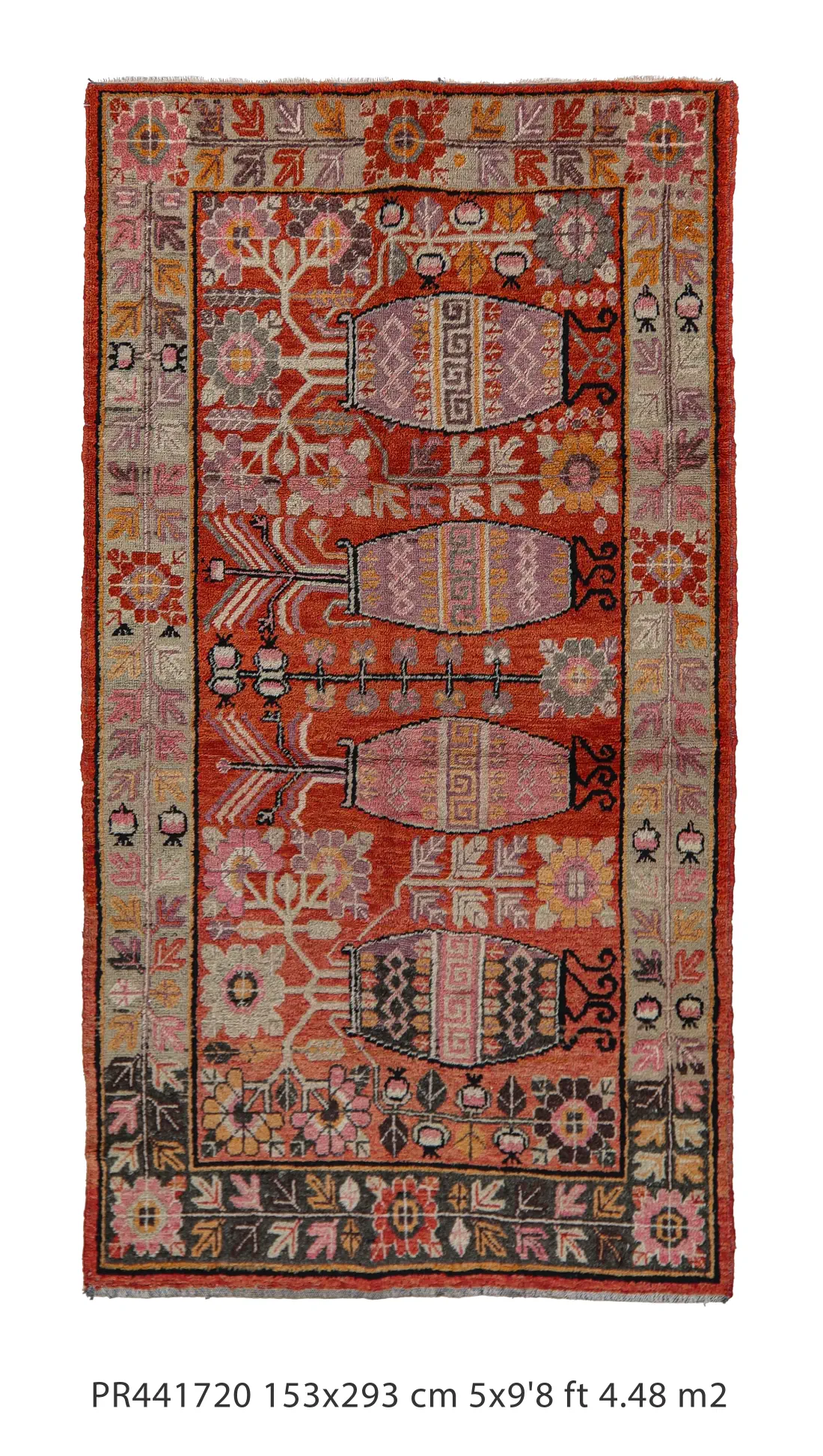 East Turkestan Khotan Vase carpet late 19th cc