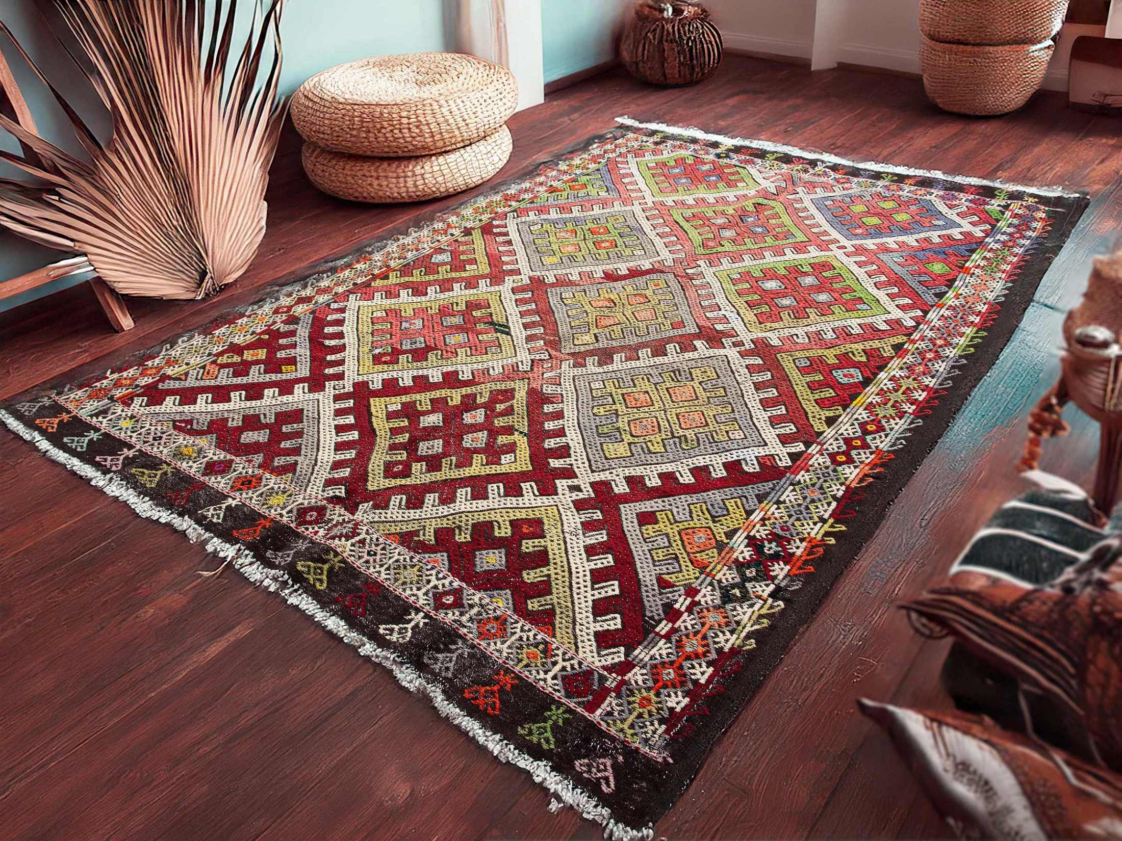 vintage turkish cicim jejim kilim rug