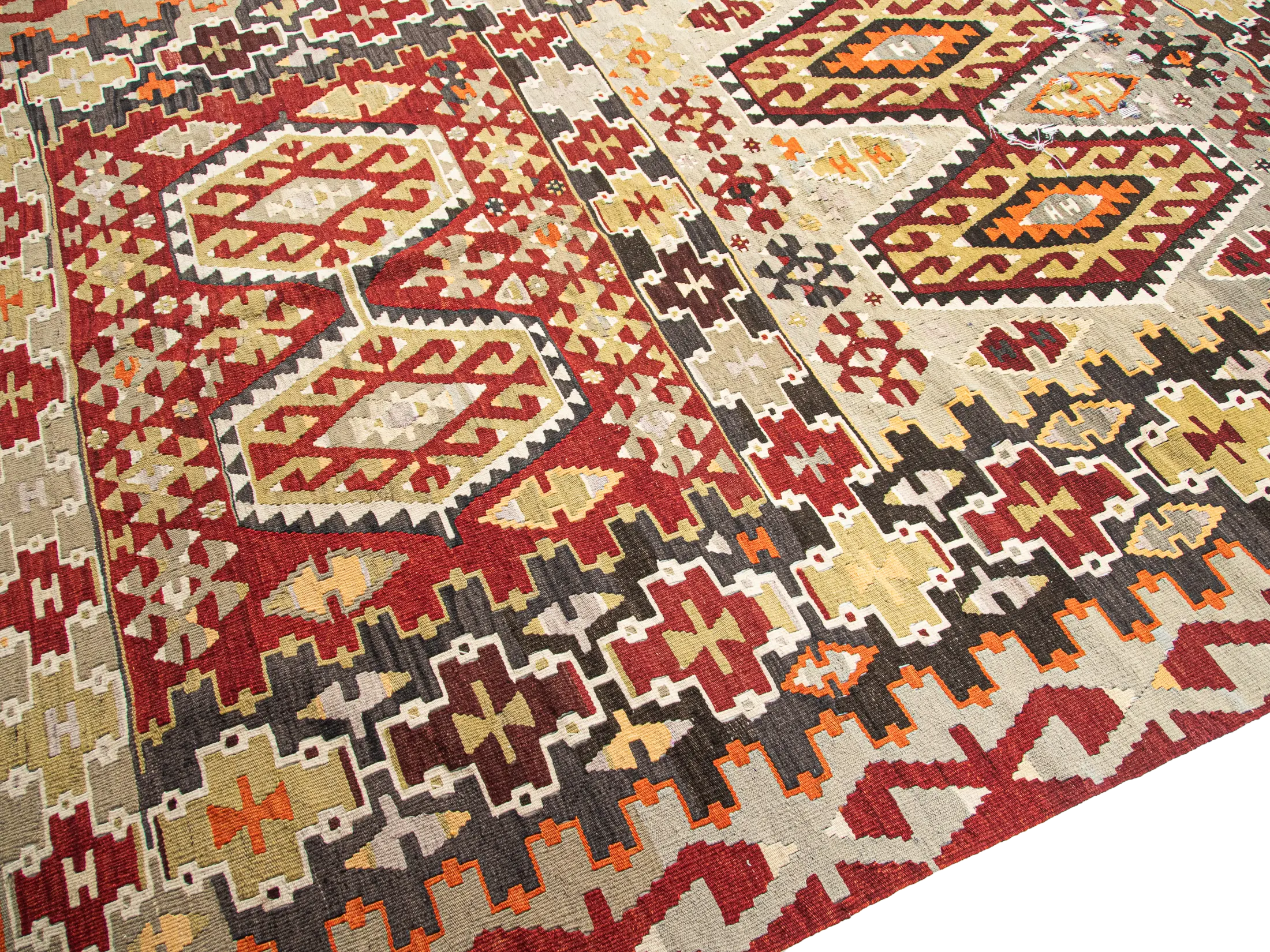 Large Vintage Anatolian Kilim Rug (Circa 1970) | 190x350 cm - 6.23x11.48 ft | PR482421 6 West Anatolian Denizli Esme Vintage Kilim Geometrici PAttern