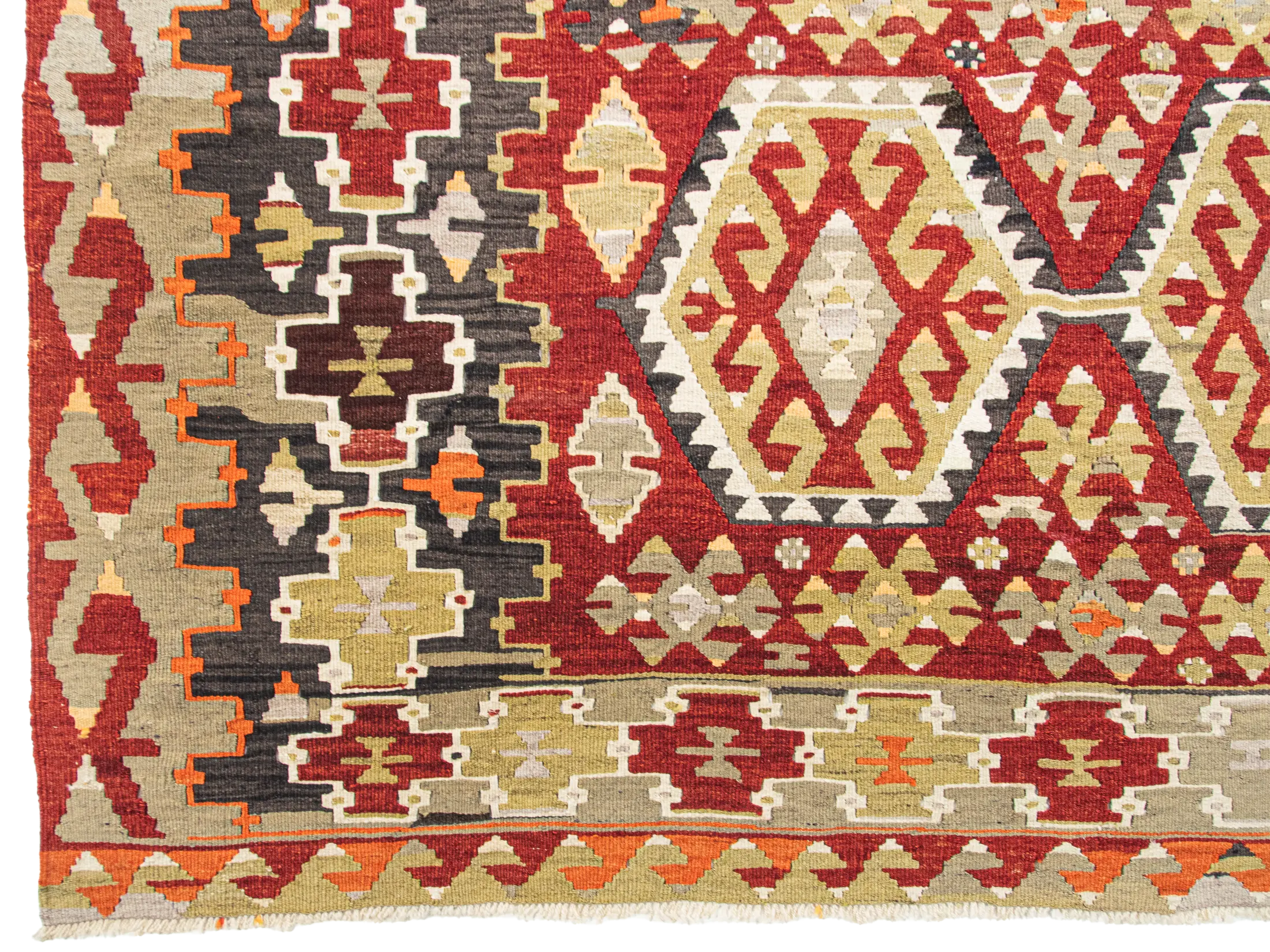 Large Vintage Anatolian Kilim Rug (Circa 1970) | 190x350 cm - 6.23x11.48 ft | PR482421 7 West Anatolian Denizli Esme Vintage Kilim Geometrici PAttern
