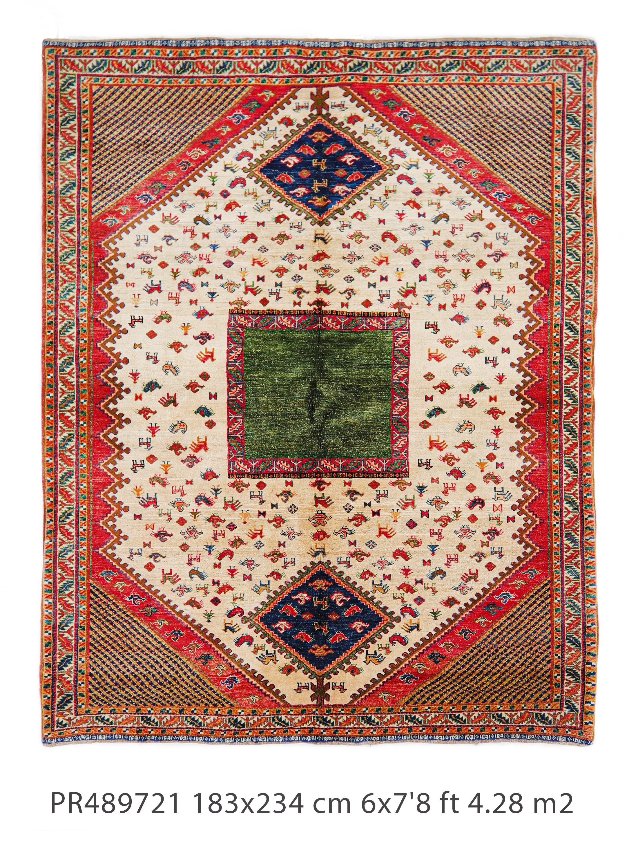 hand knotted Turkish unusual rug with archaic motif