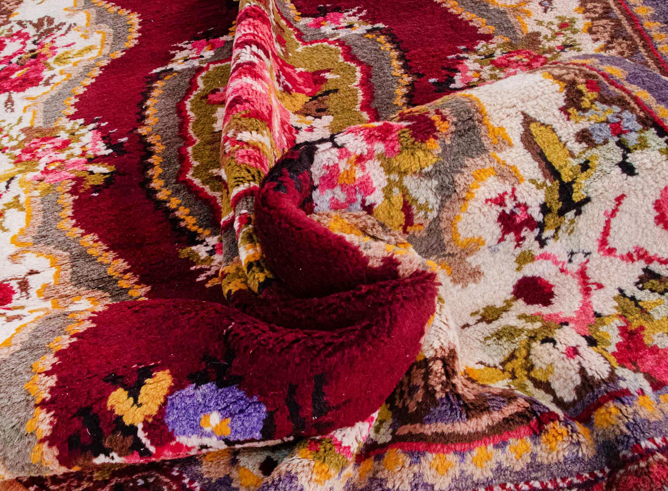 red pink color floral kars carpet
