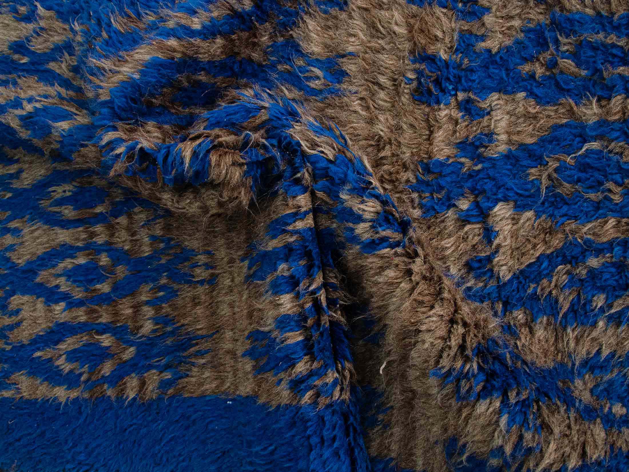 Authentic Vintage Turkish Tulu Rugs vibrant blue gray color