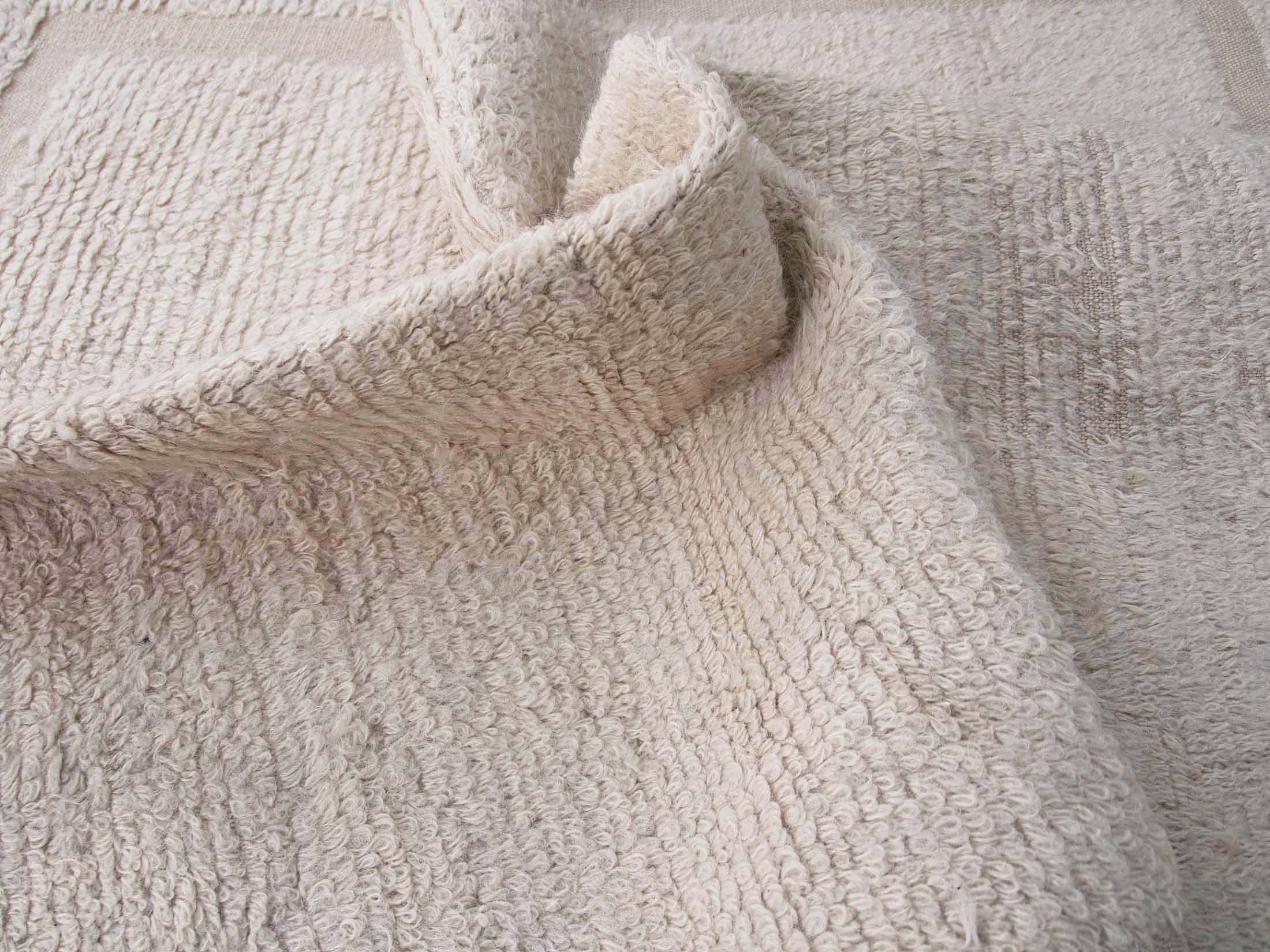 Authentic Vintage Turkish Tulu Rugs white cream solid color