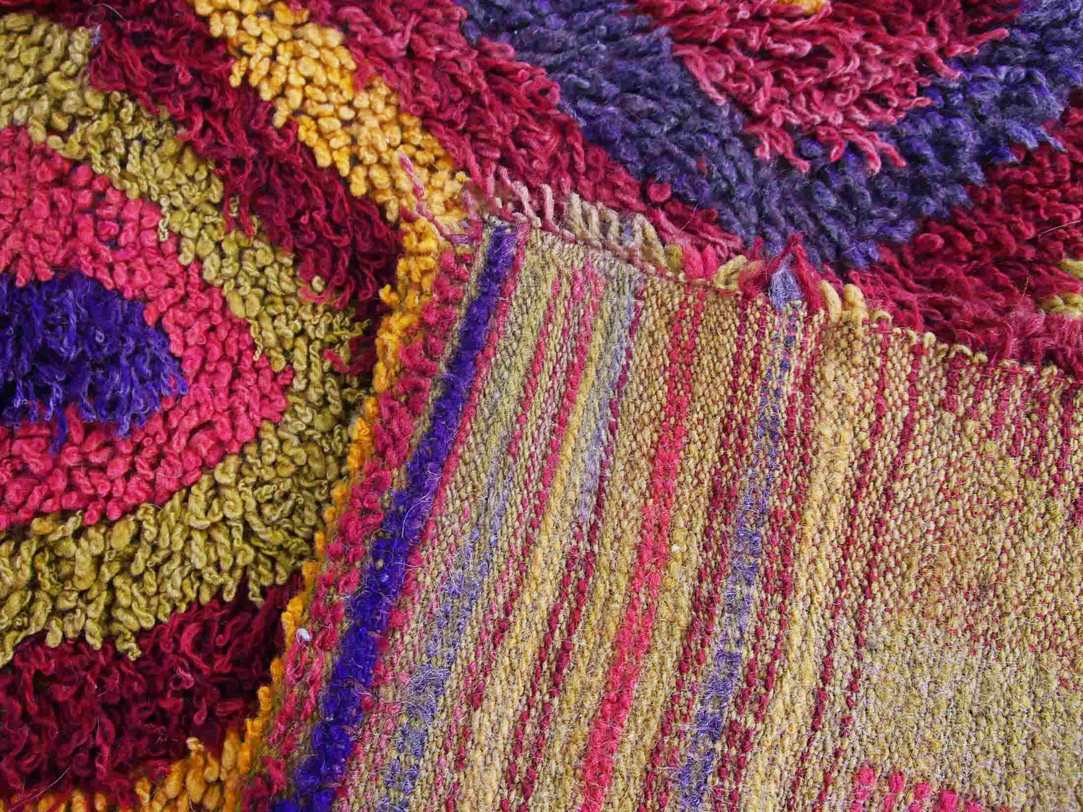 Authentic Vintage Turkish Tulu Rugs : Red Yellow Blue Colorful Carpet | 137x262 cm - 4.5x8.5 ft | TL043314 6 Authentic Vintage Turkish Tulu Rugs red yellow blue geometric pattern