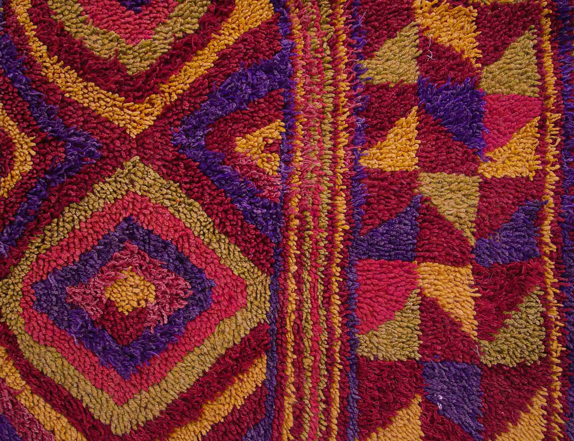 Authentic Vintage Turkish Tulu Rugs : Red Yellow Blue Colorful Carpet | 137x262 cm - 4.5x8.5 ft | TL043314 9 Authentic Vintage Turkish Tulu Rugs red yellow blue geometric pattern