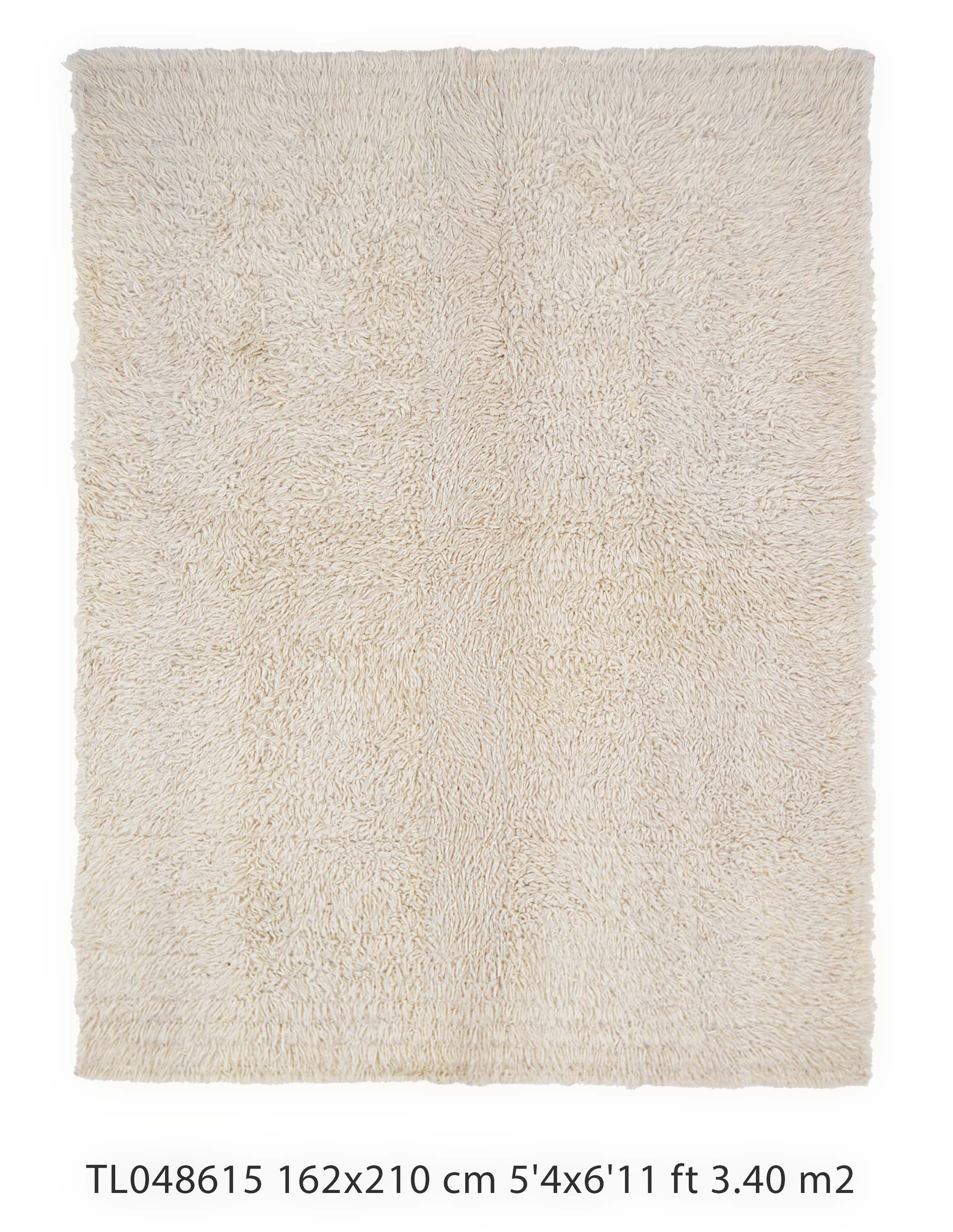 Authentic Vintage Turkish Tulu Rugs : Solid White Natural Color Carpet