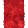 Authentic Vintage Turkish Tulu Rugs : Solid Red Vibrant Color Carpet