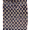 Authentic Vintage Turkish Tulu Rugs : Blue Beige Checkered Carpet Runner | 108x230 cm - 3.5x7.5 ft | TL077921 2 Authentic Vintage Turkish Tulu Rugs : blue white checkered runner carpet 3.5x7.5