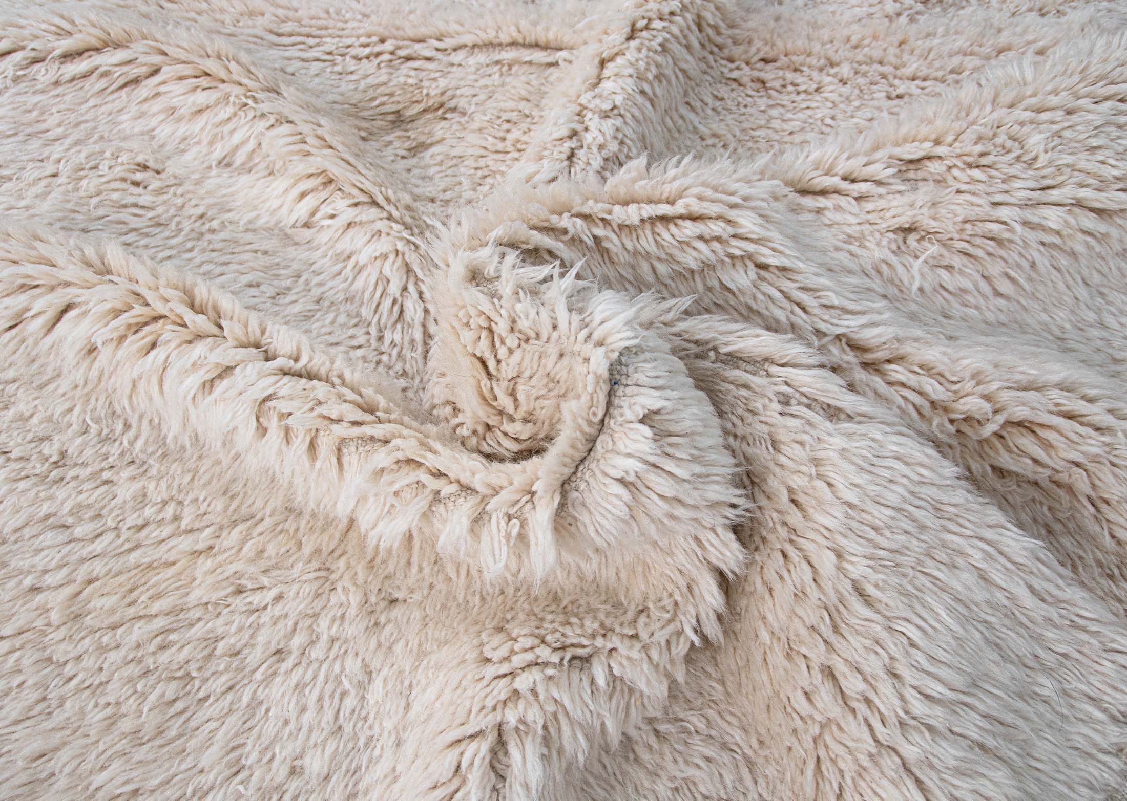 Authentic Vintage Turkish Tulu Rugs: Solid White Natural Color