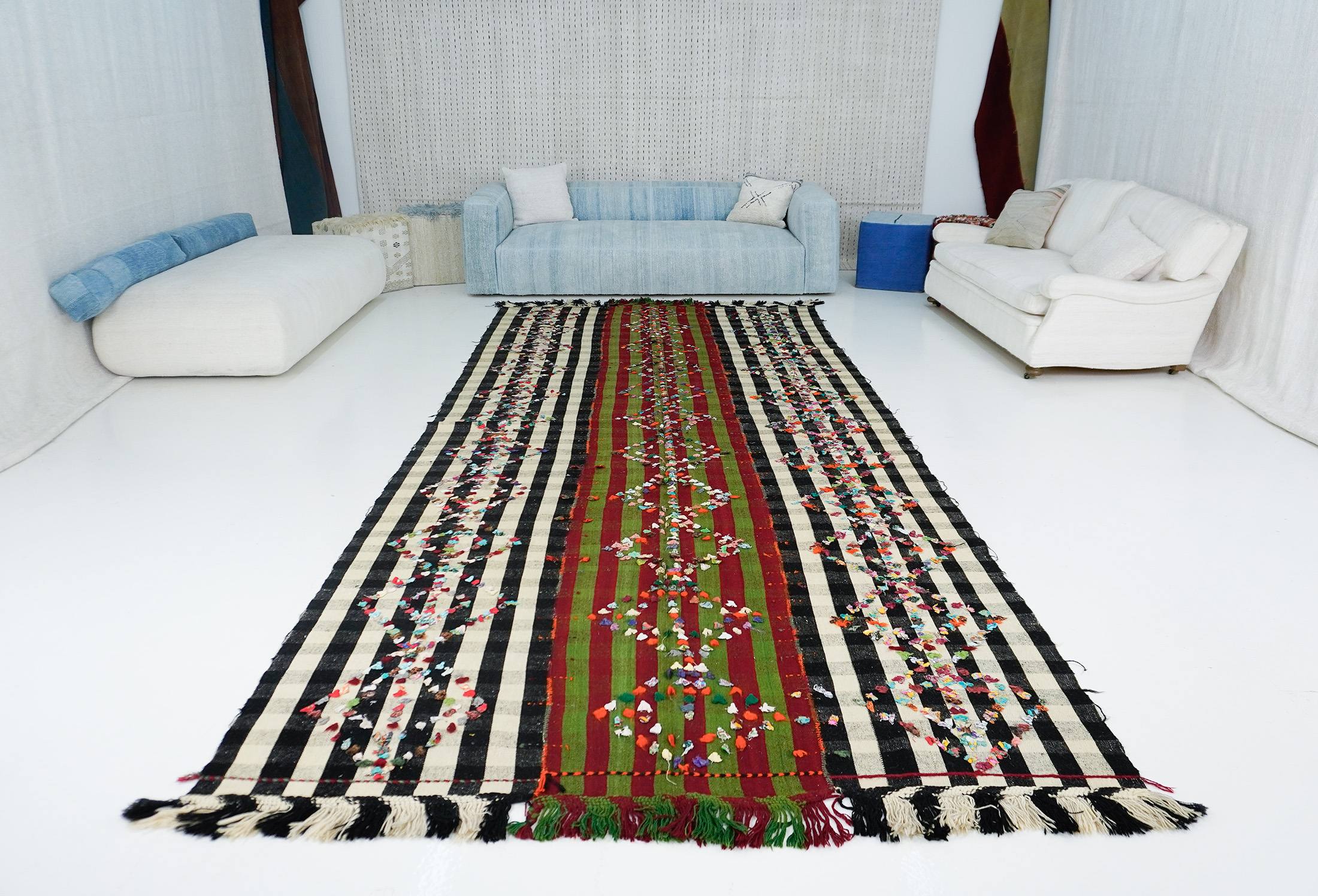Vintage Turkish Kilim Rugs Perde | Runner Stripes | 195x450 cm 6'5x14 ft | PR340718 5 Vintage Turkish Kilim Rugs Perde