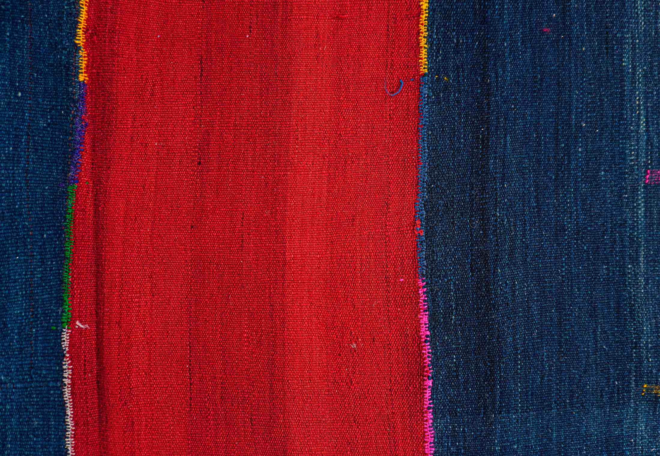 Vintage Kilim Perde Rug | Red Navy Blue Stripes | 175x260 cm - 5.7x8.5 ft | PR431920 6 Vintage Kilim Perde Rug