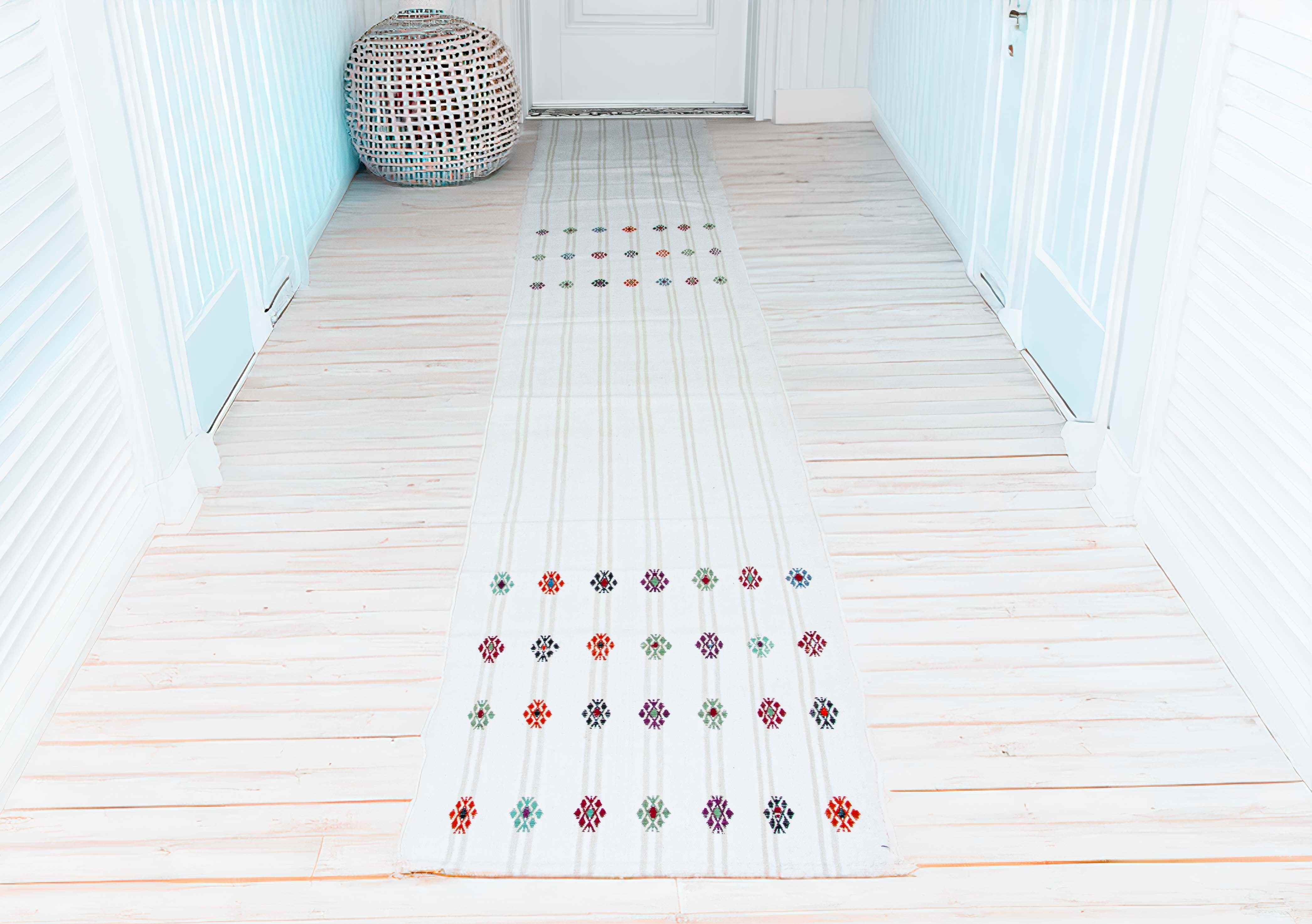 Turkish Cotton Kilim Rug : Extra Long Vintage Runner | 70x400 cm - 2.3x13 ft | PR537523 7 Turkish cotton kilim rug Adana kilim runner
