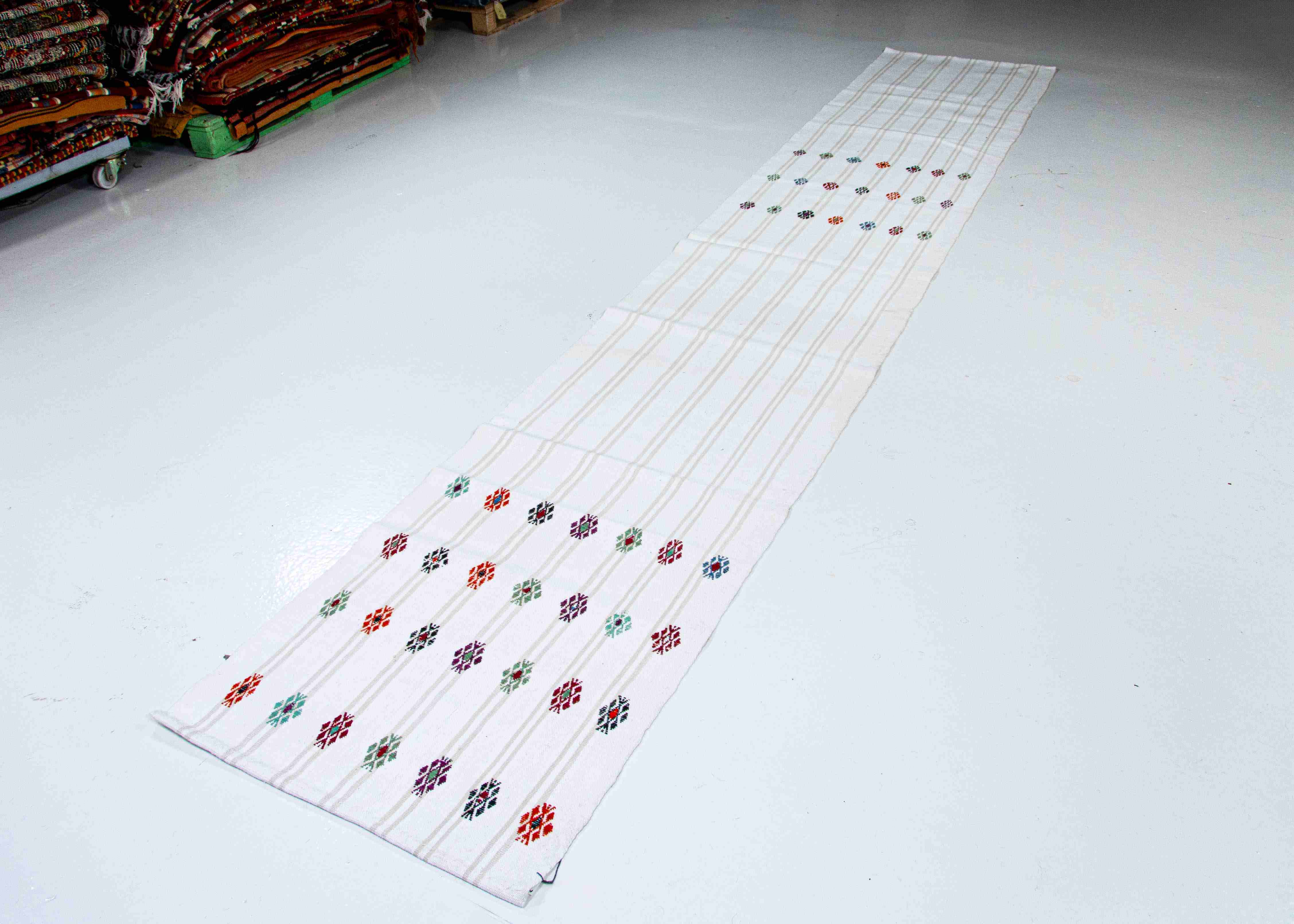 Turkish Cotton Kilim Rug : Extra Long Vintage Runner | 70x400 cm - 2.3x13 ft | PR537523 10 Turkish cotton kilim rug Adana kilim runner