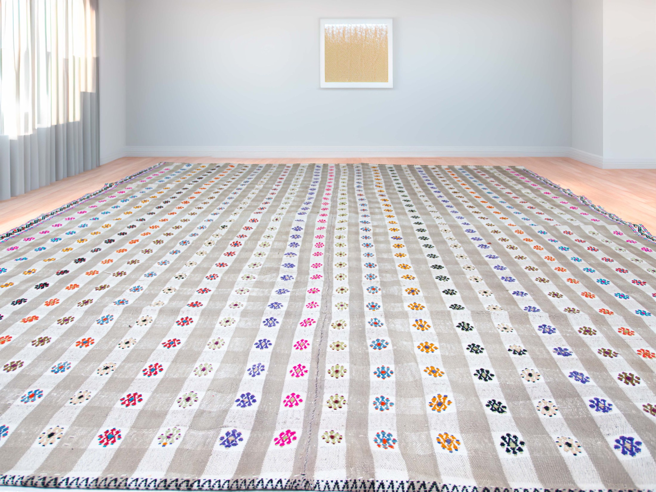 Turkish Cotton Kilim Rug : Vintage Adana Kilim with Stripes and Embroideries | 216x275 cm - 7x9 ft | PR540523 14 Turkish cotton kilim rug Adana kilim