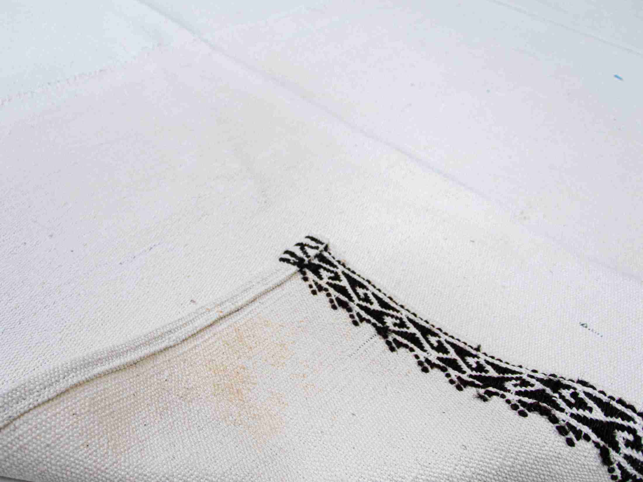 Turkish Cotton Kilim Rug : Vintage Adana Kilim White with Embroideries | 150x200 cm - 5x6.5 ft | PR541823 10 Turkish cotton kilim rug Adana kilim