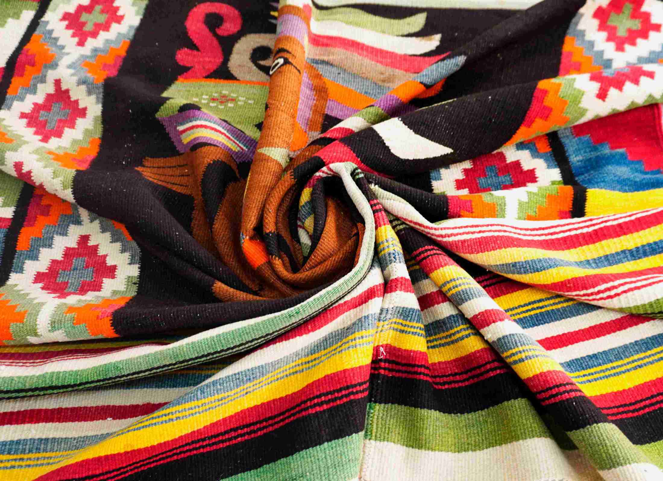 Zapotec Design Vintage Kilim Rug