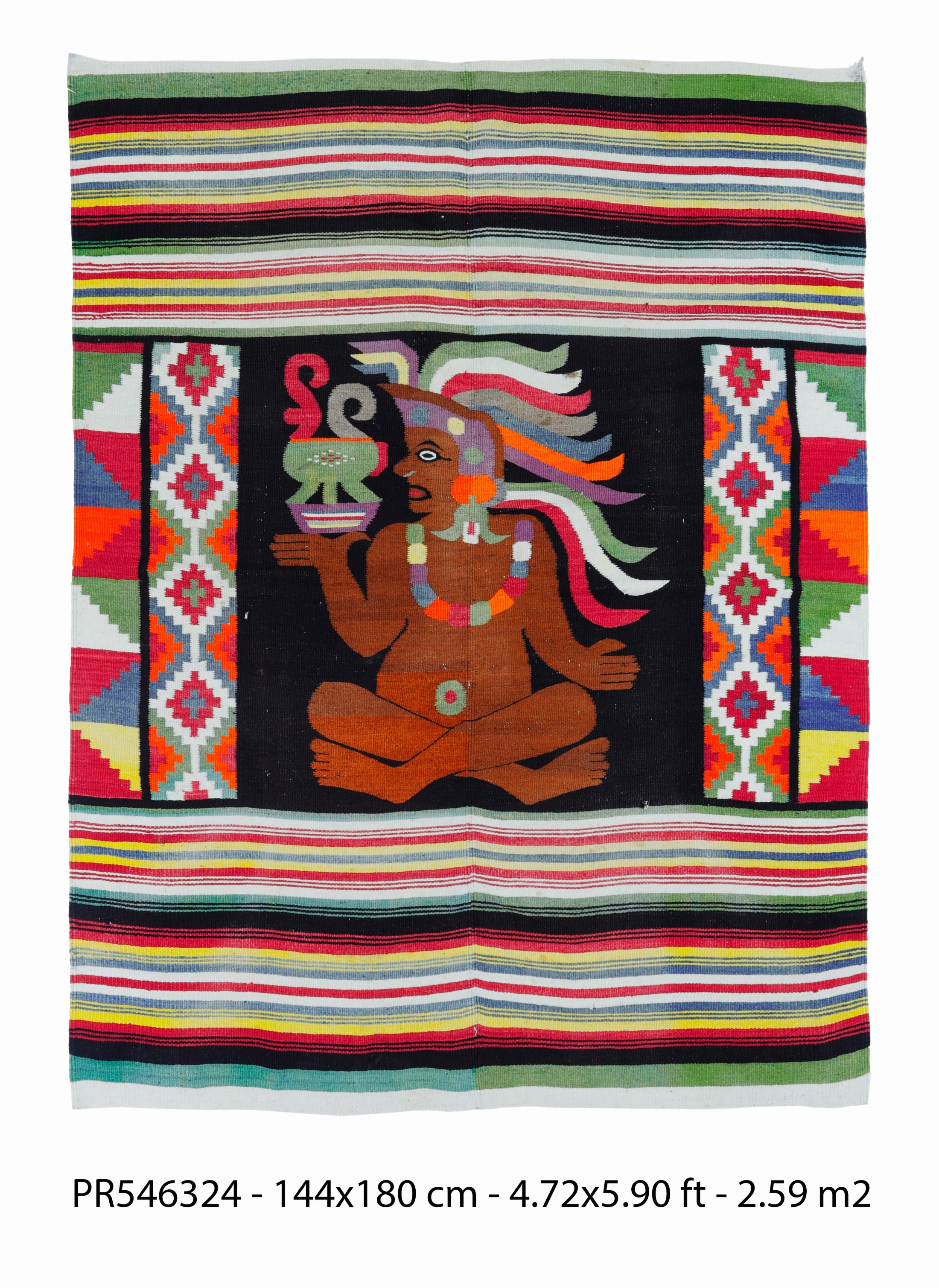 Zapotec Design Vintage Kilim Rug