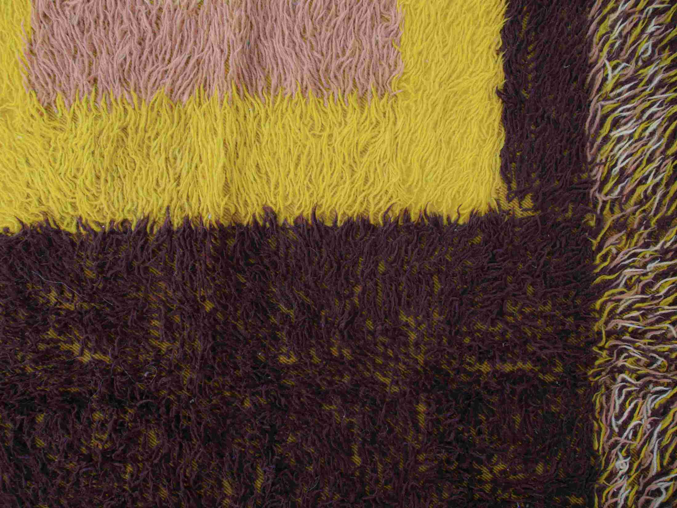 Authentic Vintage Turkish Tulu Rugs : purple pink yellow geometric pattern