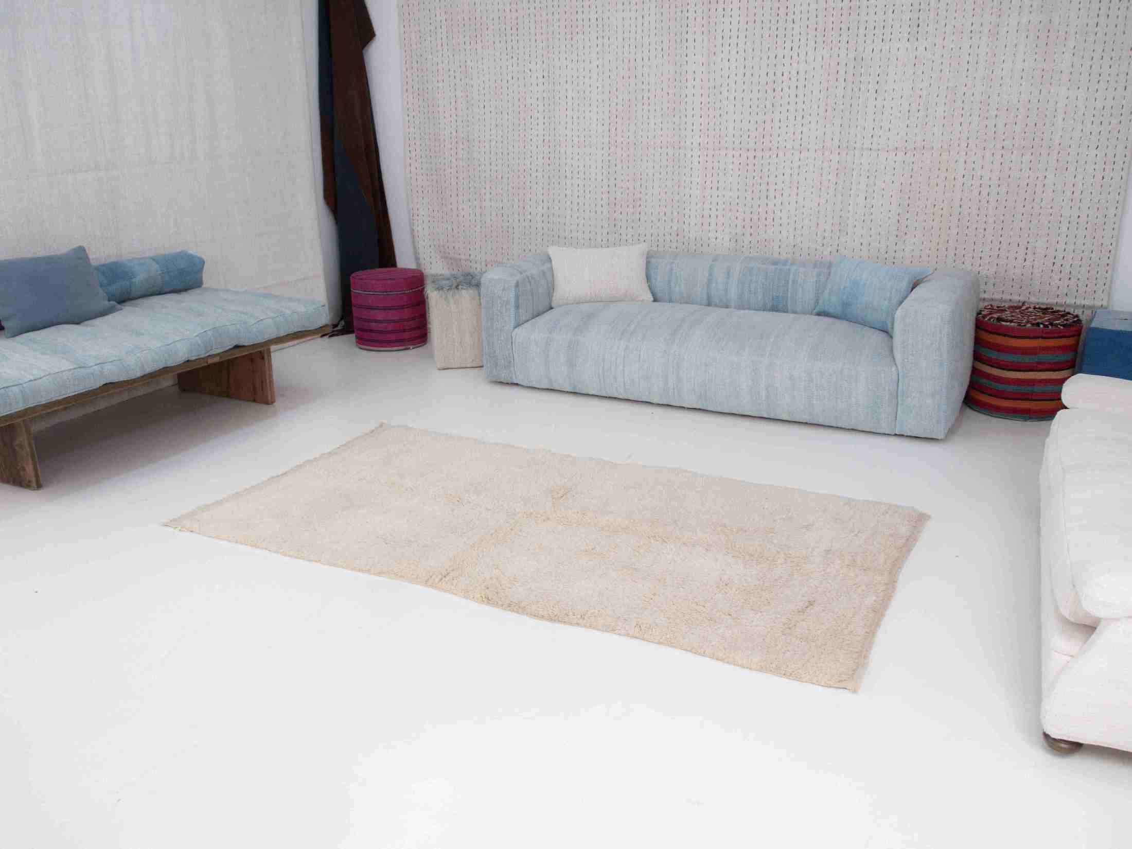 Authentic Vintage Turkish Tulu Rugs : Authentic Vintage Turkish Tulu Rugs : solid natural white color