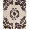 Authentic Vintage Turkish Tulu Rugs : White Brown Floral medallion Carpet