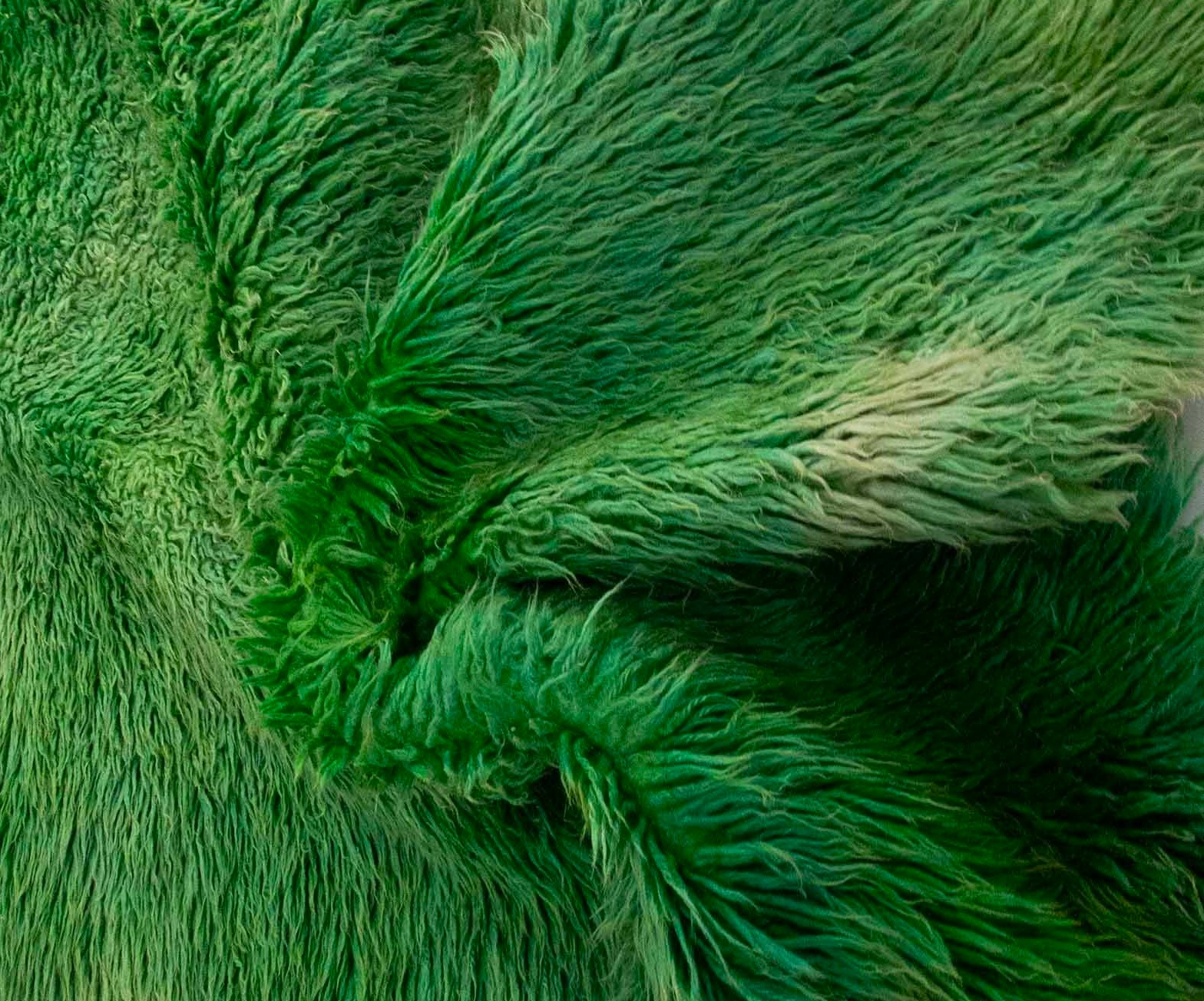 Authentic Vintage Turkish Tulu Rugs : Solid Green Color Runner