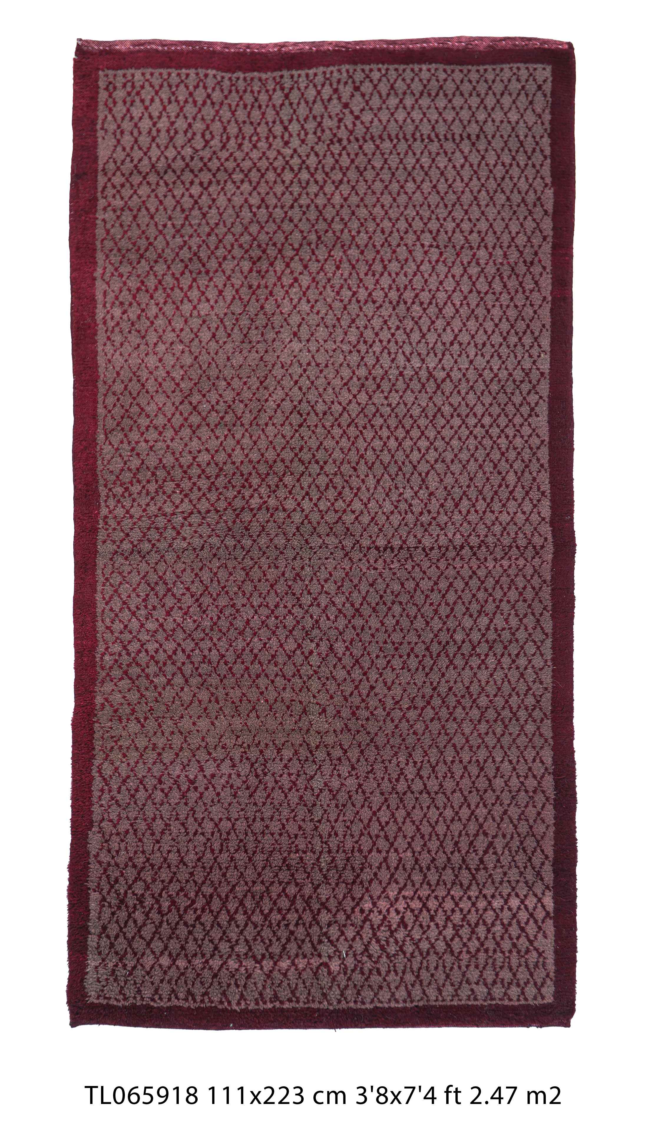 Authentic Vintage Turkish Tulu Rugs : Purple beige checkered carpet