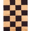 Authentic Vintage Turkish Tulu Rugs : brown beige checkered runner carpet 3.5x7.5