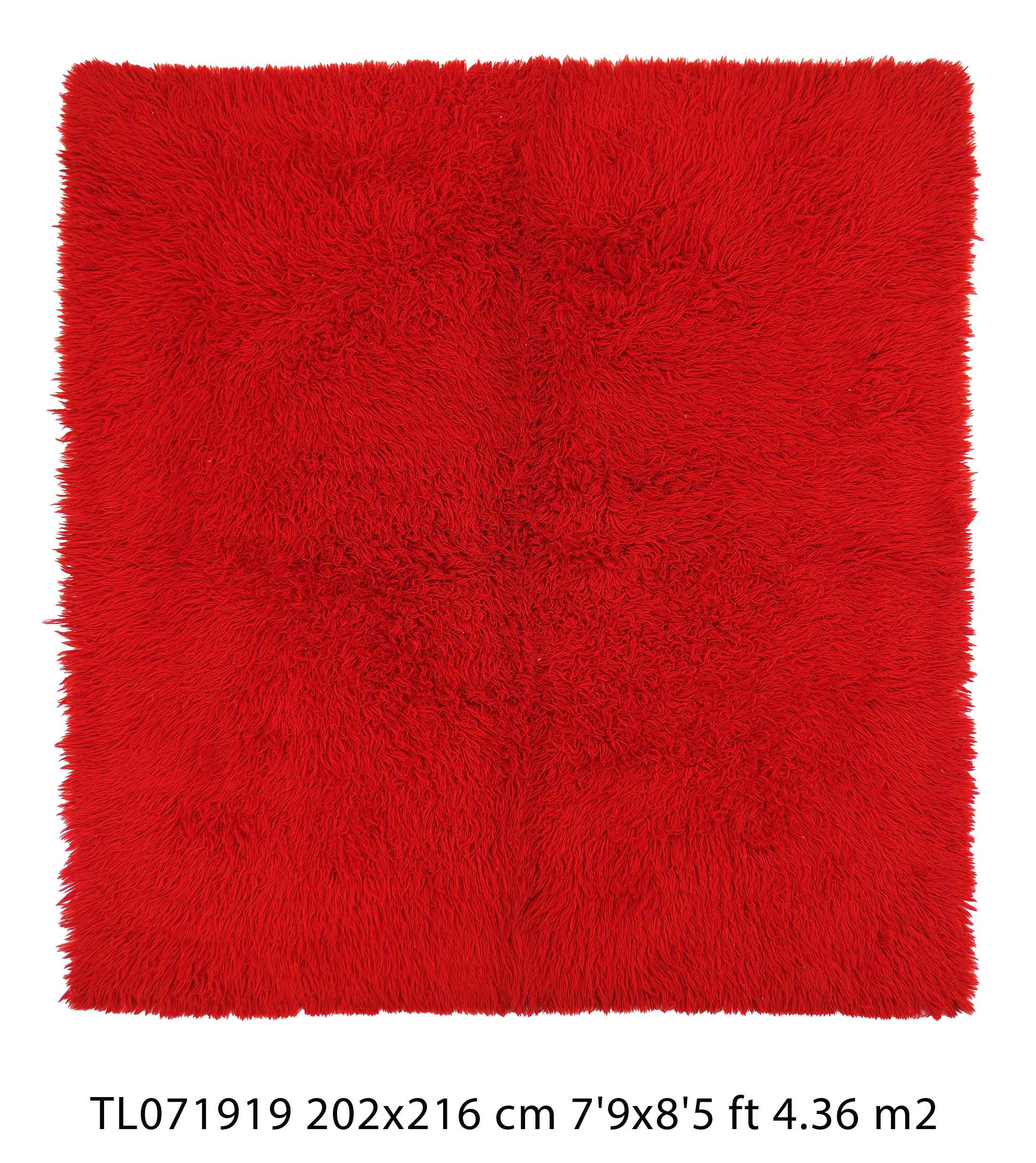 Authentic Vintage Turkish Tulu Rugs : Solid Red Vibrant Color Carpet